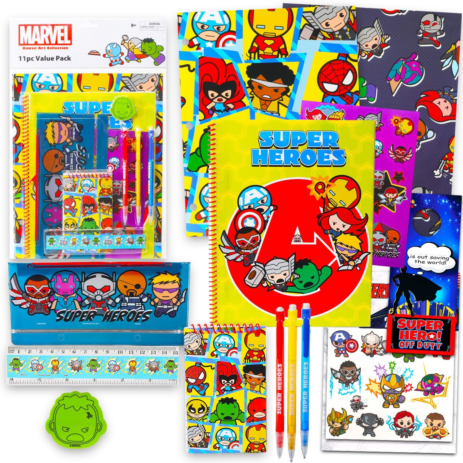 Marvel Avengers School Supplies 11-Pc Bundle for Kids