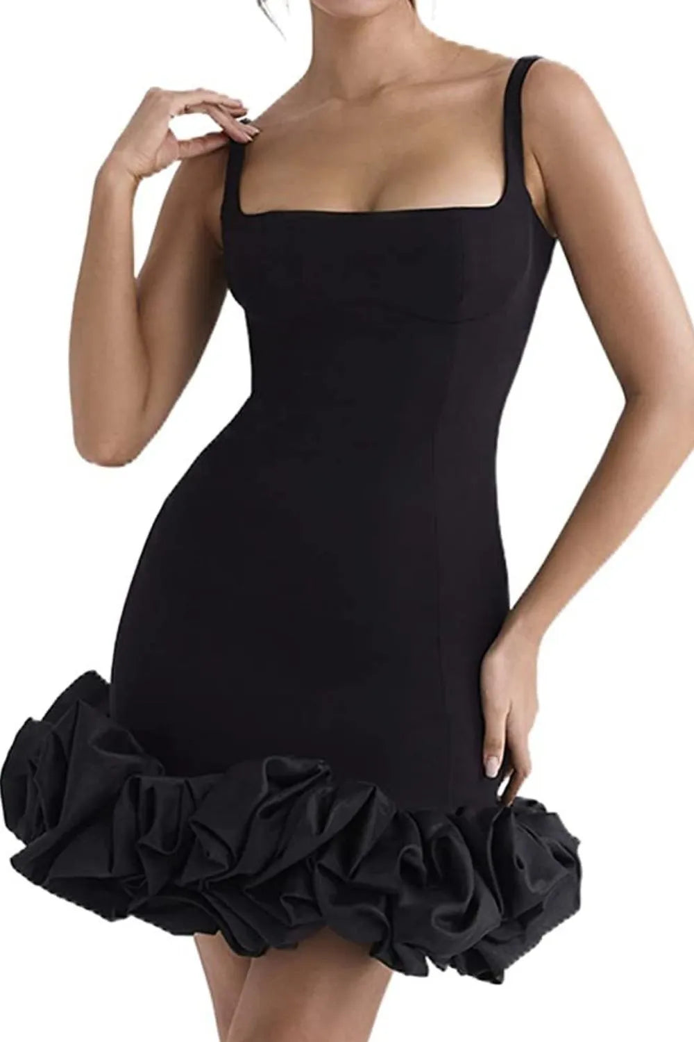 Elegant Ruched Square Neck Sleeveless Mini Dress for Women - Perfect for Summer Parties, Date Nights & Cocktail Events