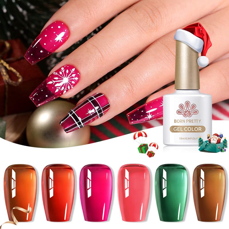 Christmas Series Color Gel Nail Polish 10ml - Long Lasting Holiday Nail Art for Parties & Gifts
