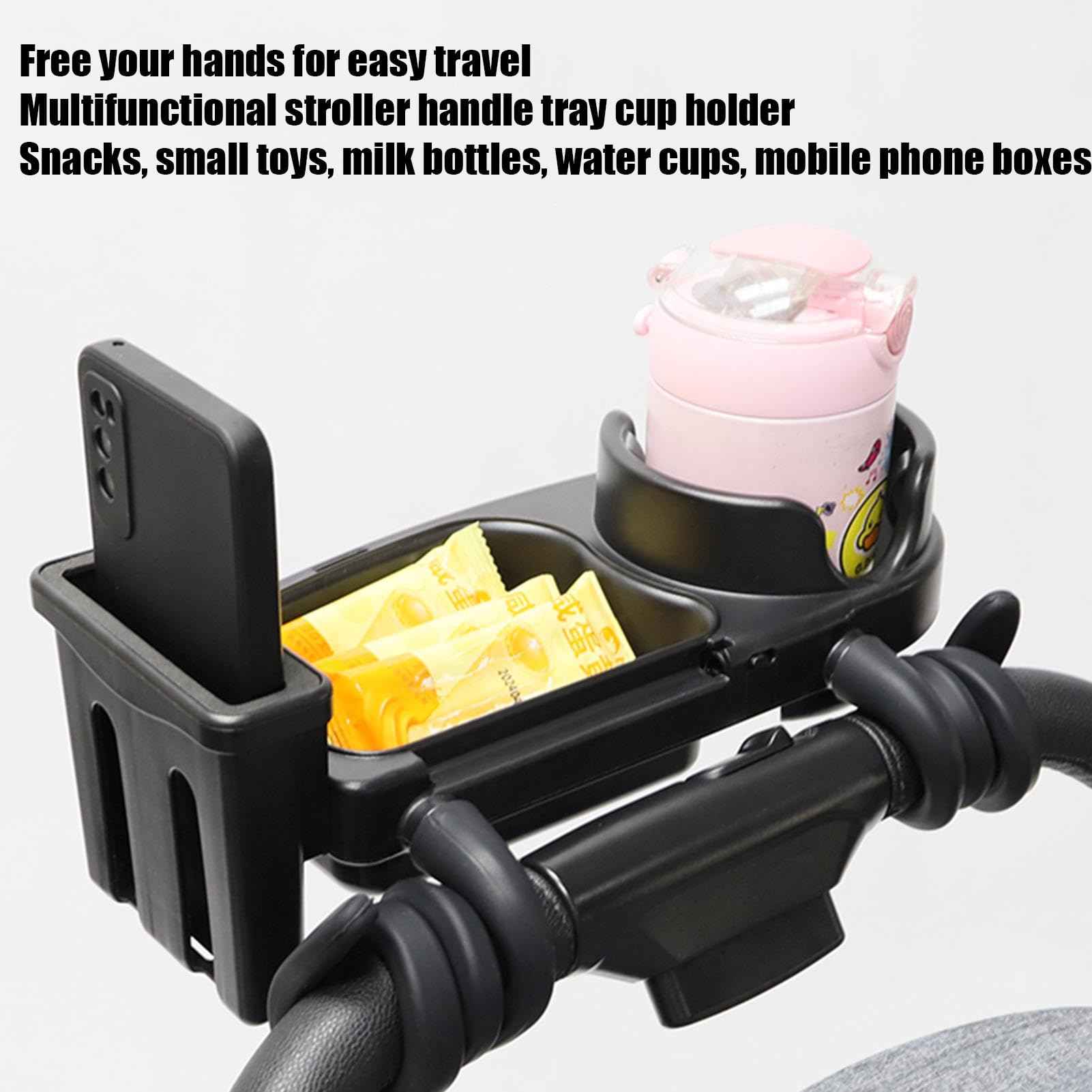 **Stroller Snack Tray with Cup Holder - Stable & Flexible Organizer for Toddlers, Babies - Perfect for Snacks, Drinks & Toys - Ideal for Strollers, Car Seats & High Chairs**