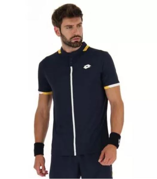 Lotto Men's Top IV Polo Shirt - Navy Blue & Bright White - Breathable Performance Golf & Casual Wear for Men