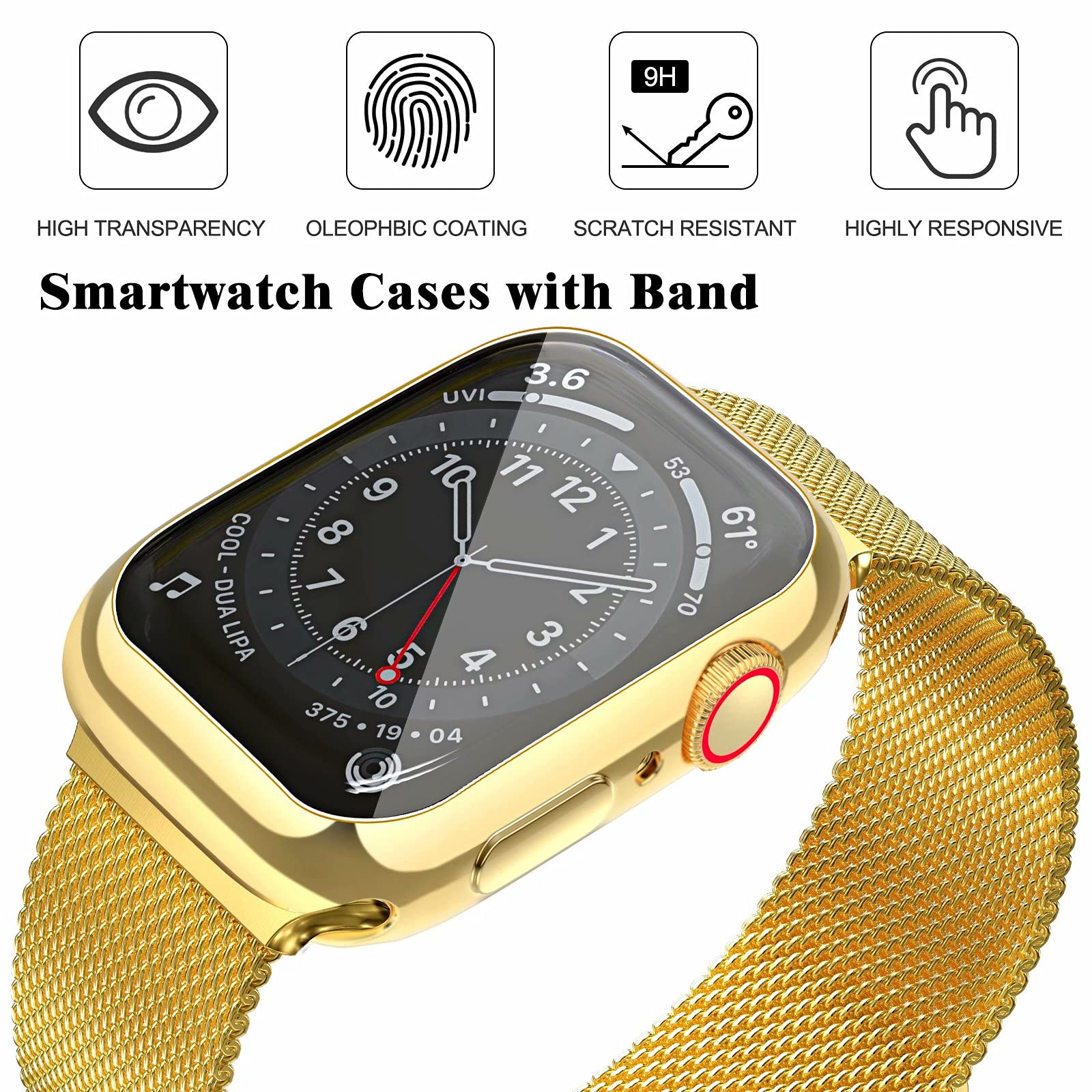 Premium Stainless Steel Milanese Loop Band for Apple Watch 44mm - Compatible with Series 10/9/8/7/6/5/4/3/2/1/SE - Magnetic Closure, Durable Metal Mesh Strap for Women & Men (Gold) - Perfect for Workouts, Office & Everyday Wear