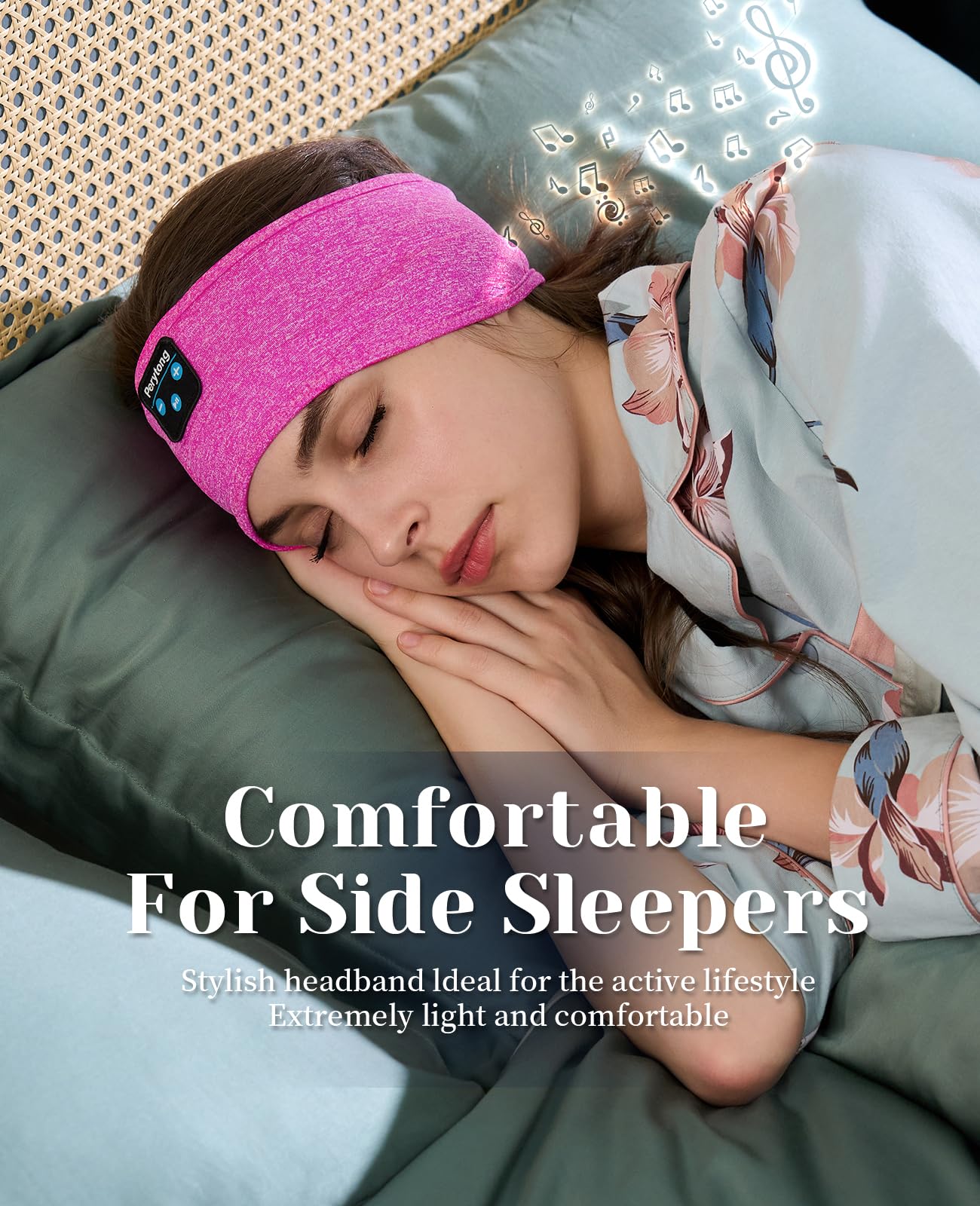 Perytong Ultra-Soft Sleep Headphones Headband for Side Sleepers - Wireless Bluetooth Sleeping Headphones with Comfortable Music Headband for Nighttime Relaxation, Meditation & Travel (Perfect for Sleeping, Yoga & Insomnia Relief)