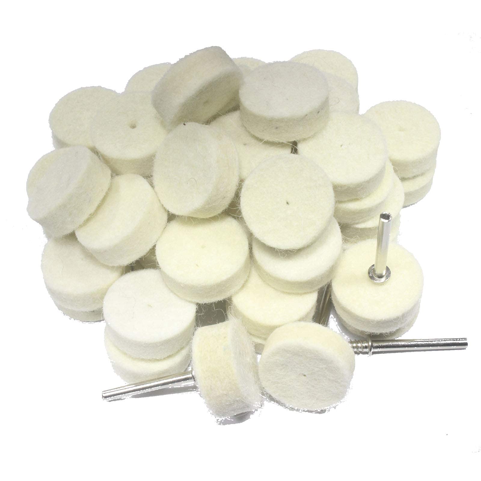 50 Pcs 25mm Wool Felt Polishing Kit with 1/8