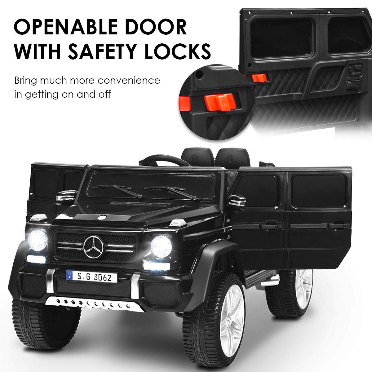 **Costzon 12V Mercedes-Benz Maybach Licensed Kids Ride-On Car - Remote Control Electric Vehicle Toy with 2 Motors, 3 Speeds, LED Lights, Horn, Music & Storage - Perfect for Birthday Gifts & Outdoor Play (Black)**