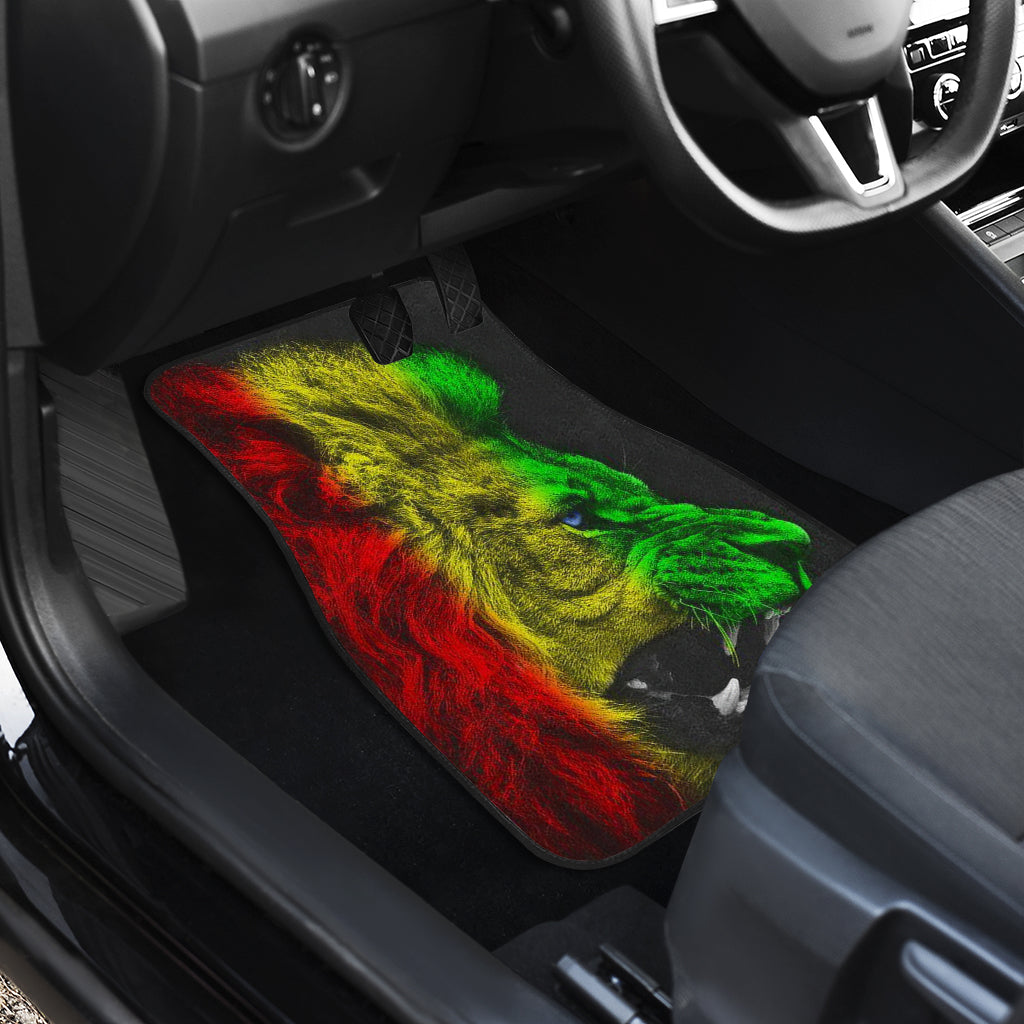 Premium Rasta Lion Roaring Car Floor Mats - Non-Slip, Durable & Stylish Accessories for Jeep, SUV, Truck - Perfect Gift for Reggae Fans & Car Enthusiasts - Ideal for Road Trips, Daily Commutes & Custom Car Decor