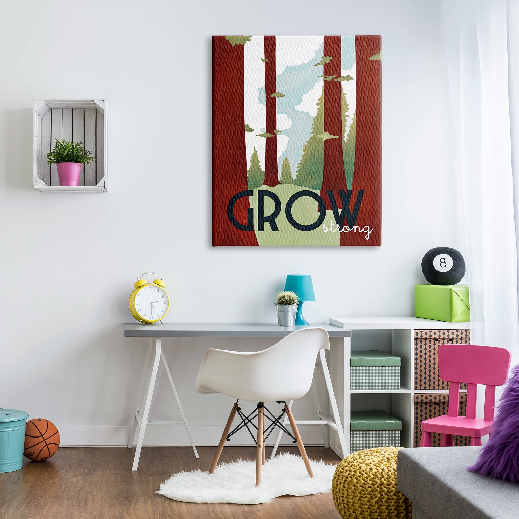 Stupell Industries Grow Strong Forest Trees Pines Landscape Motivational Wall Art - Inspirational Nature Decor for Home, Office & Nursery - Designed by Daphne Polselli