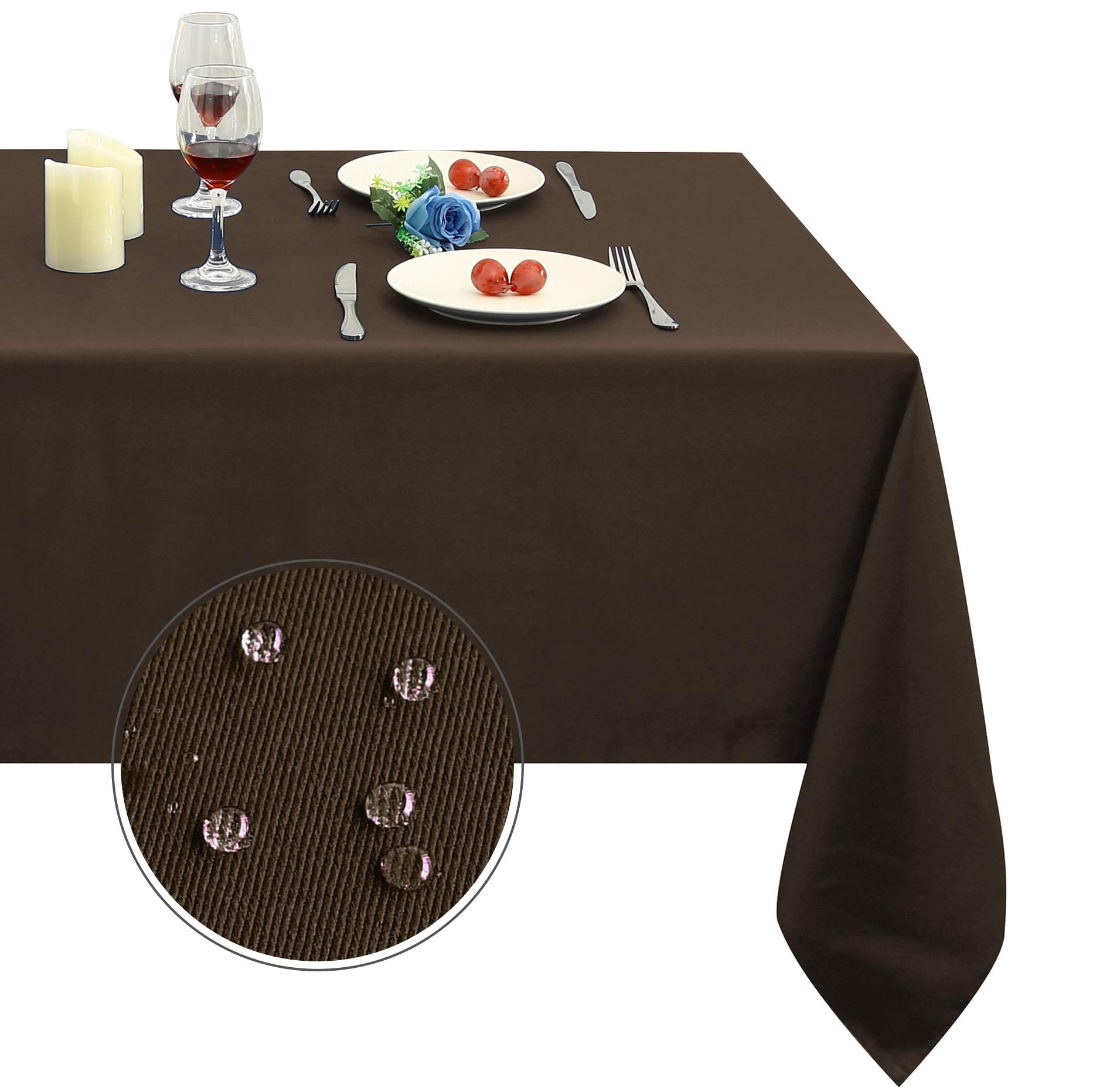 Premium 210GSM Heavy Duty Waterproof Microfiber Tablecloth - Rectangle Chocolate Table Cover 60x120 Inch for Dining, Parties, Weddings & Outdoor Events - Indoor/Outdoor Decorative Fabric Tablecloth