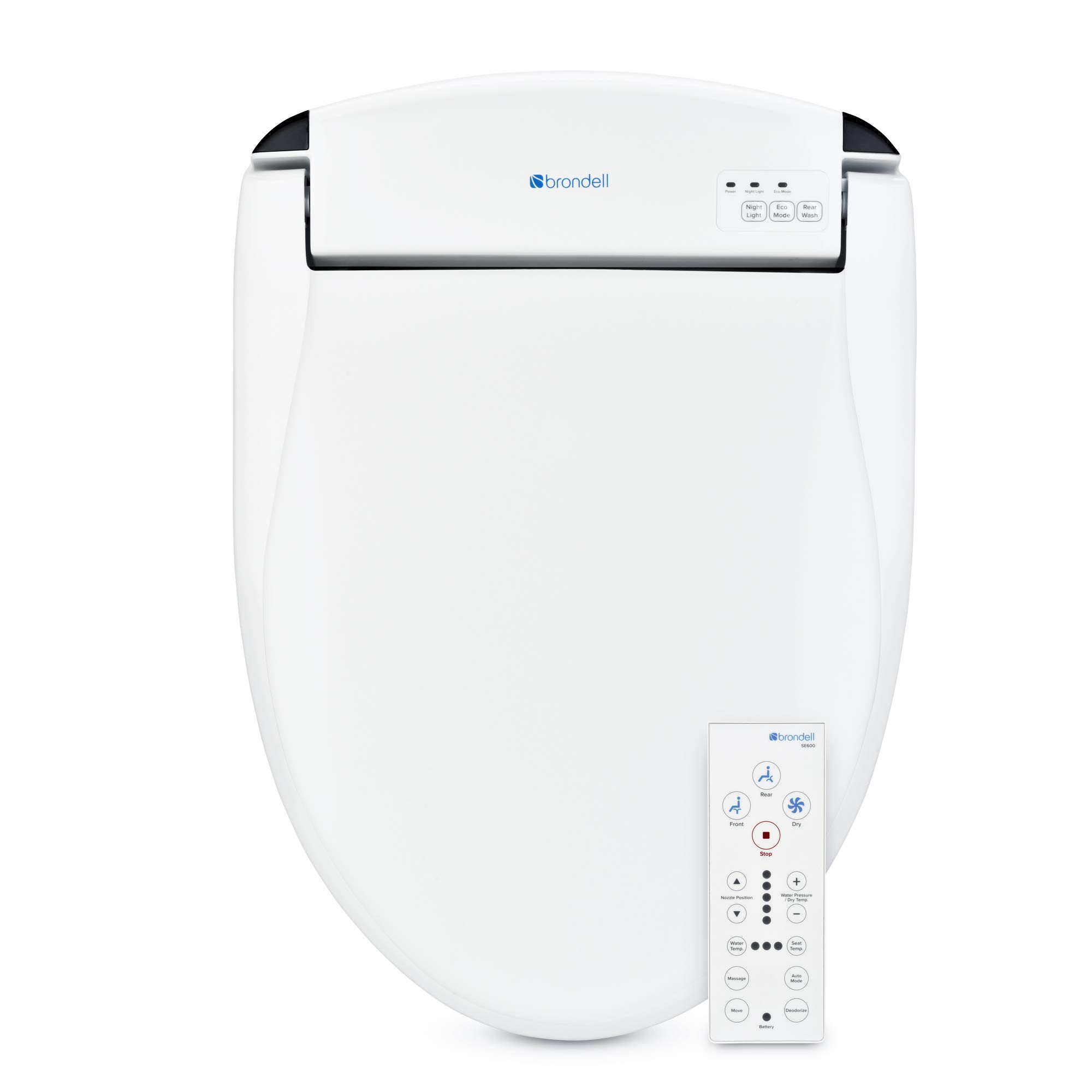 Brondell Swash SE600 Bidet Toilet Seat for Elongated Toilets - Warm Water Wash, Oscillating Stainless Steel Nozzle, Warm Air Dryer & Nightlight | Perfect for Bathroom Upgrades, Elderly Care & Hygienic Living (White)