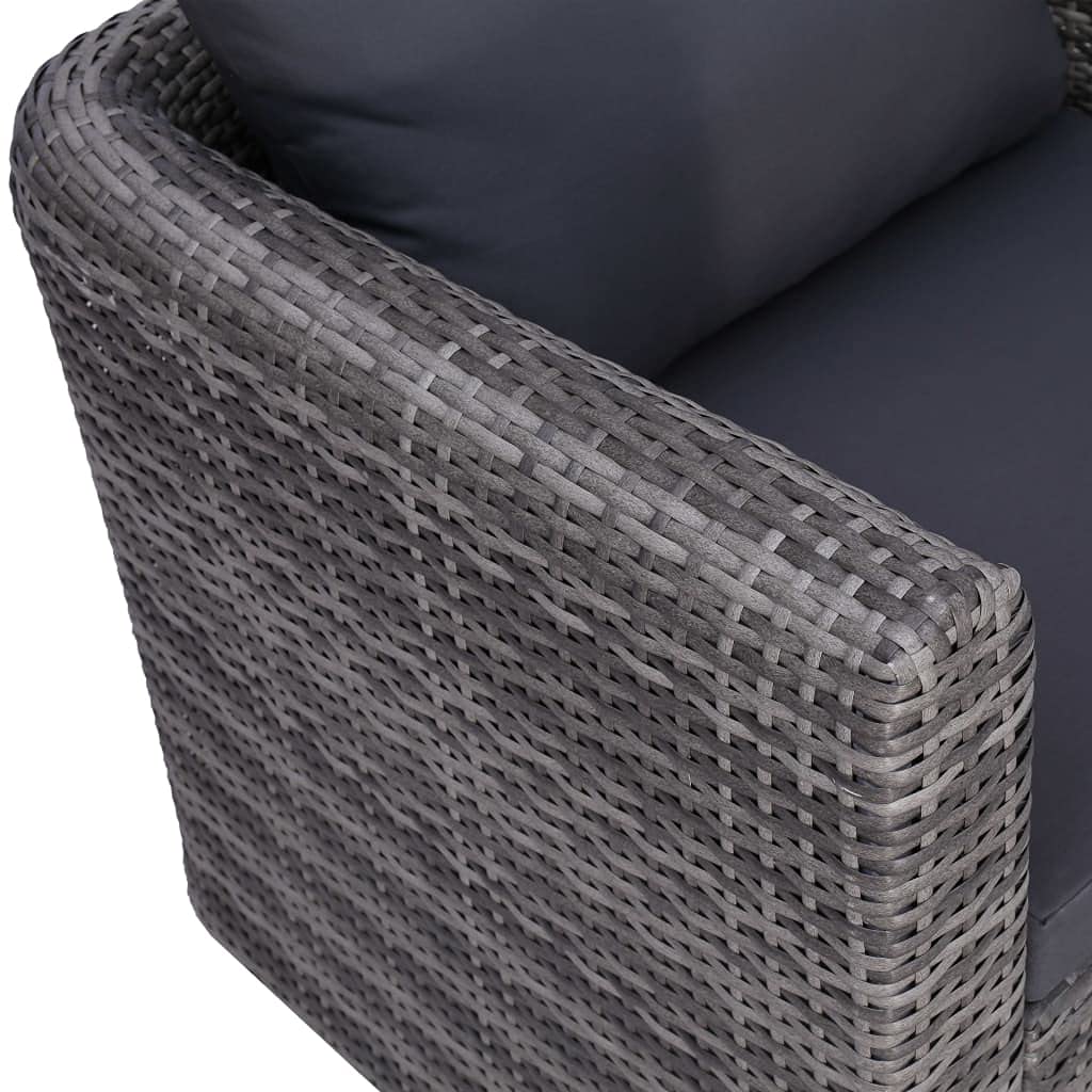 7-Piece Gray Poly Rattan Patio Furniture Set with Cushions & Coffee Table - Outdoor Garden Sofa Conversation Set for Backyard, Deck, and Poolside Relaxation