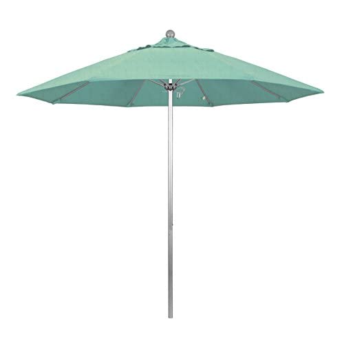 9 ft. Round Aluminum Patio Umbrella with Sunbrella Spectrum Mist Fabric - UV Protection Outdoor Shade for Poolside, Garden, and Backyard Relaxation
