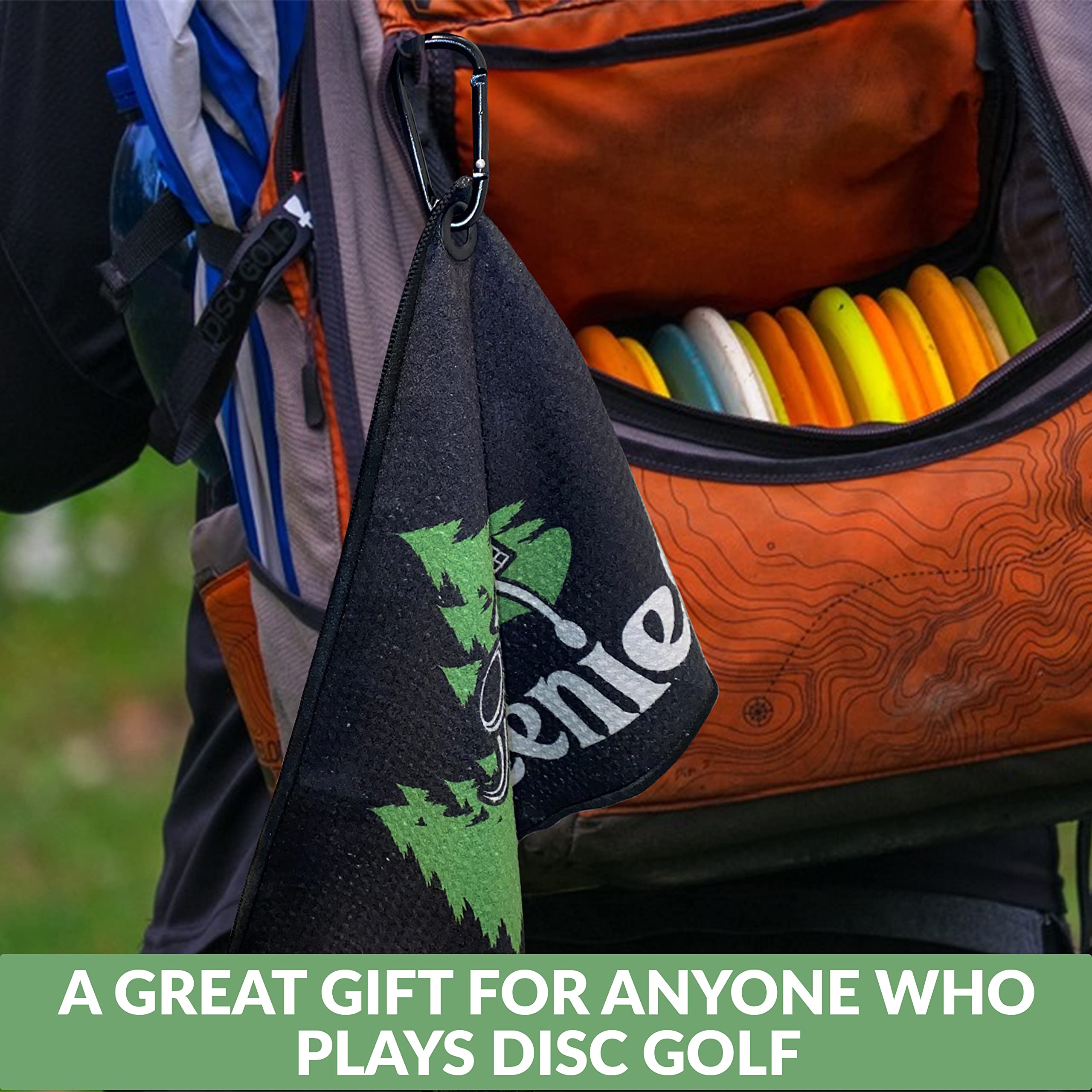 Premium Microfiber Disc Golf Towel with Carabiner Clip - Durable Golf Accessory for Cleaning Discs - Attaches to Golf Bag - Perfect for Wet or Muddy Conditions on the Course