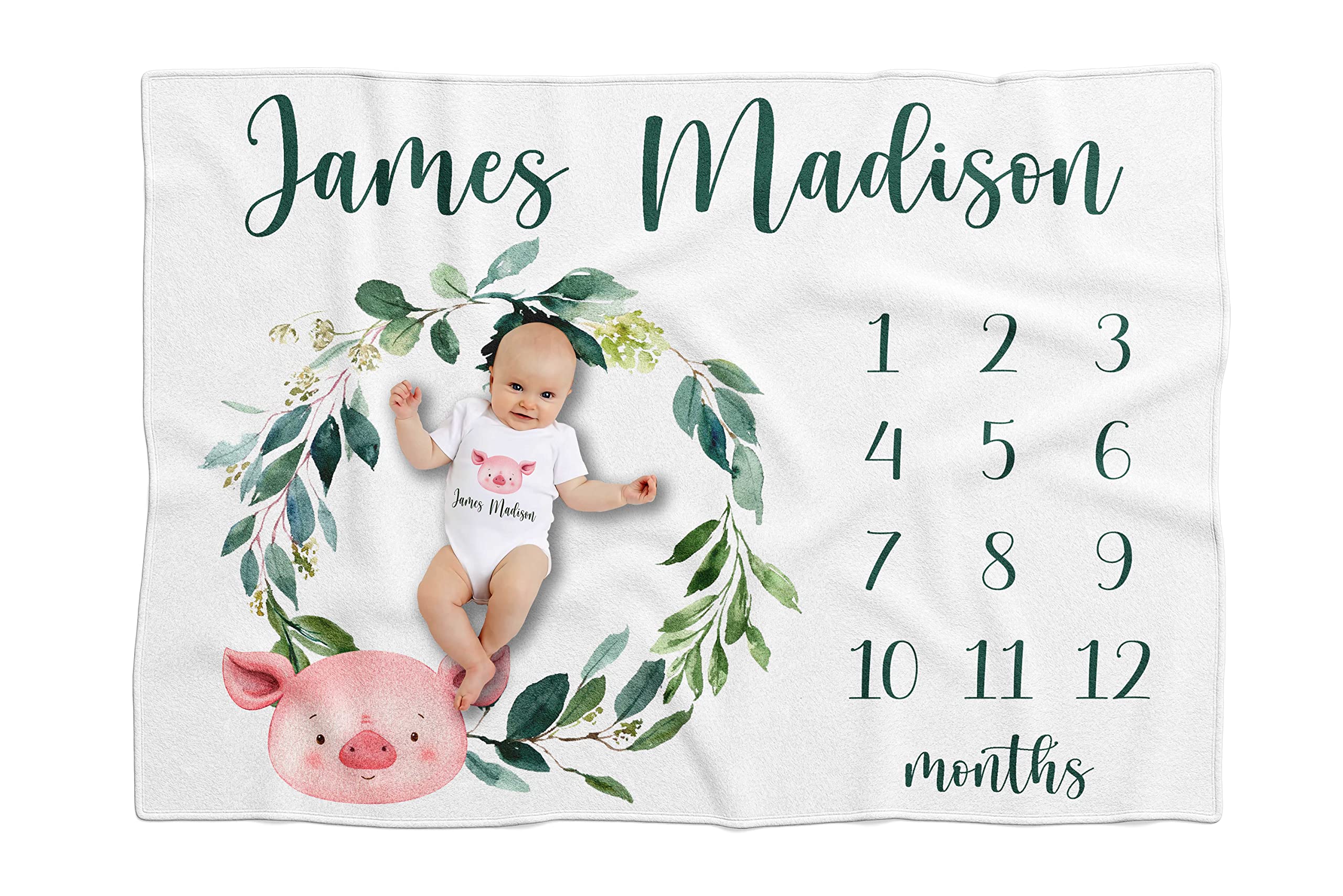 Personalized Baby Milestone Blanket - Custom Safari Jungle Animals Design with Baby's Name - Perfect for Newborn Photography, Monthly Growth Tracking & Baby Shower Gifts (Ideal for Boys, Girls & Nursery Decor)