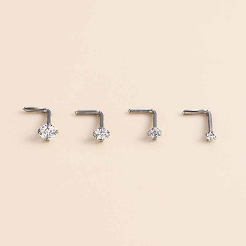 18K Silver Titanium Small Nose Ring Sparkly Nose Stud - Dainty & Hypoallergenic Nose Jewelry for Women | Perfect for Everyday Wear, Parties & Special Occasions | HSPJ532
