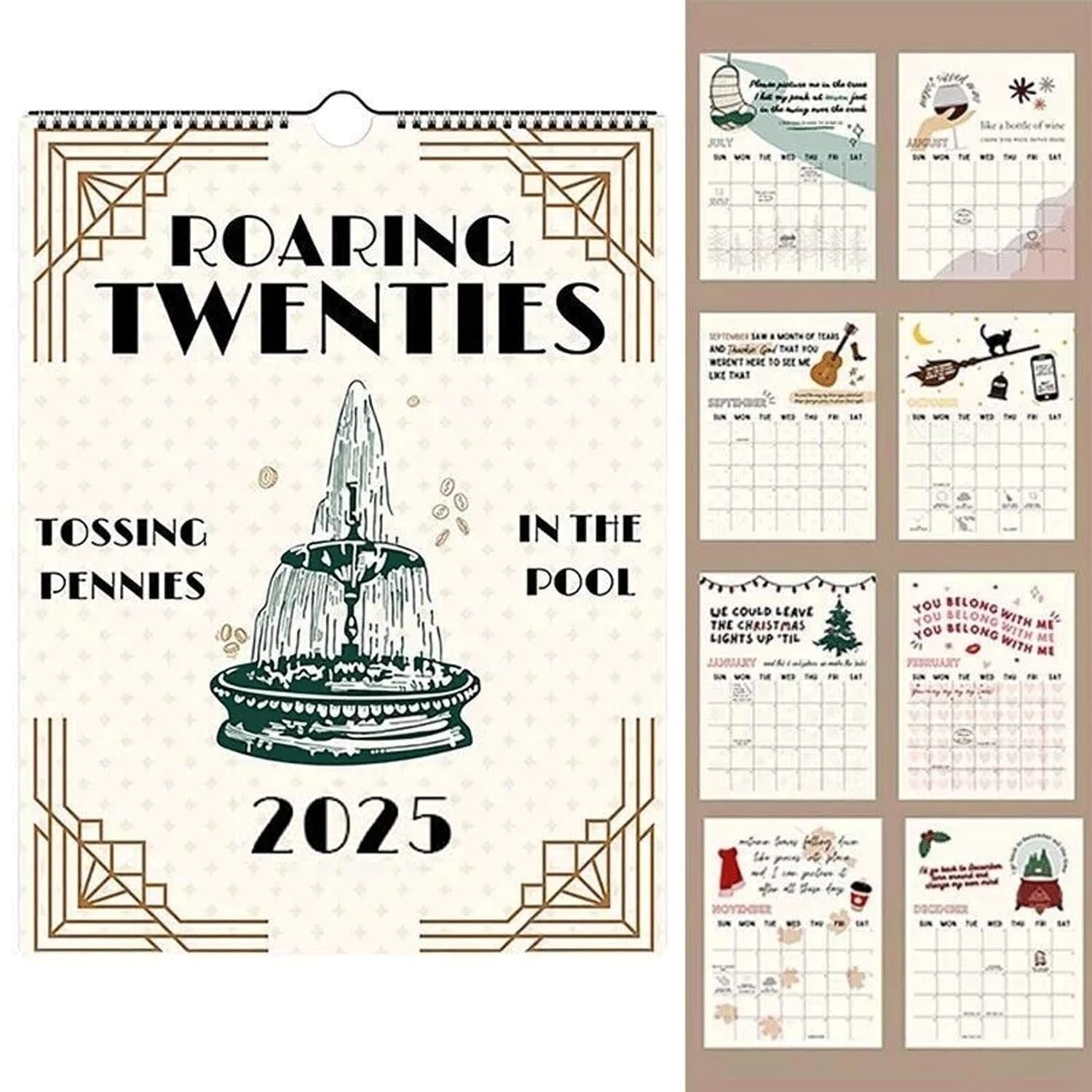 2025 Roaring Twenties Wall Calendar with Song Lyrics - 12 Month Vintage Music Theme Planner - Perfect Gift for Jazz & Music Lovers - Home & Office Decor - Great for Holidays, Birthdays & Music Room Decoration