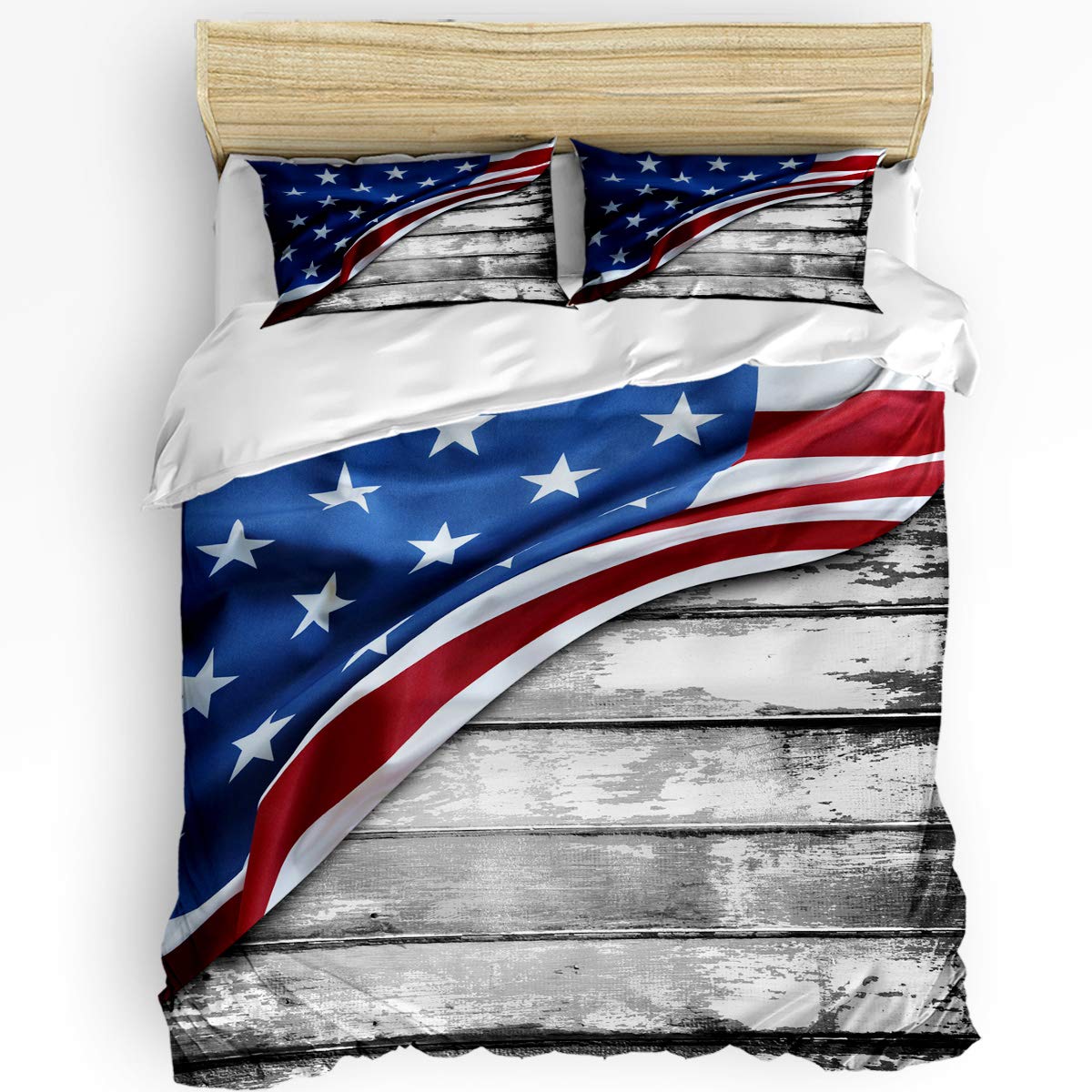 Trendy Super Soft Kids Bedding Set - American Retro Flag Duvet Cover with 2 Pillowcases (Full Size) | Cozy & Comfortable Bedroom Decor for Boys & Girls | Perfect for Kids' Rooms, Dormitories & Sleepovers