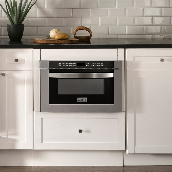 ZLINE 24 Inch 1.2 cu. ft. Built-In Microwave Drawer - Stainless Steel, Under Counter Installation for Modern Kitchens & RVs