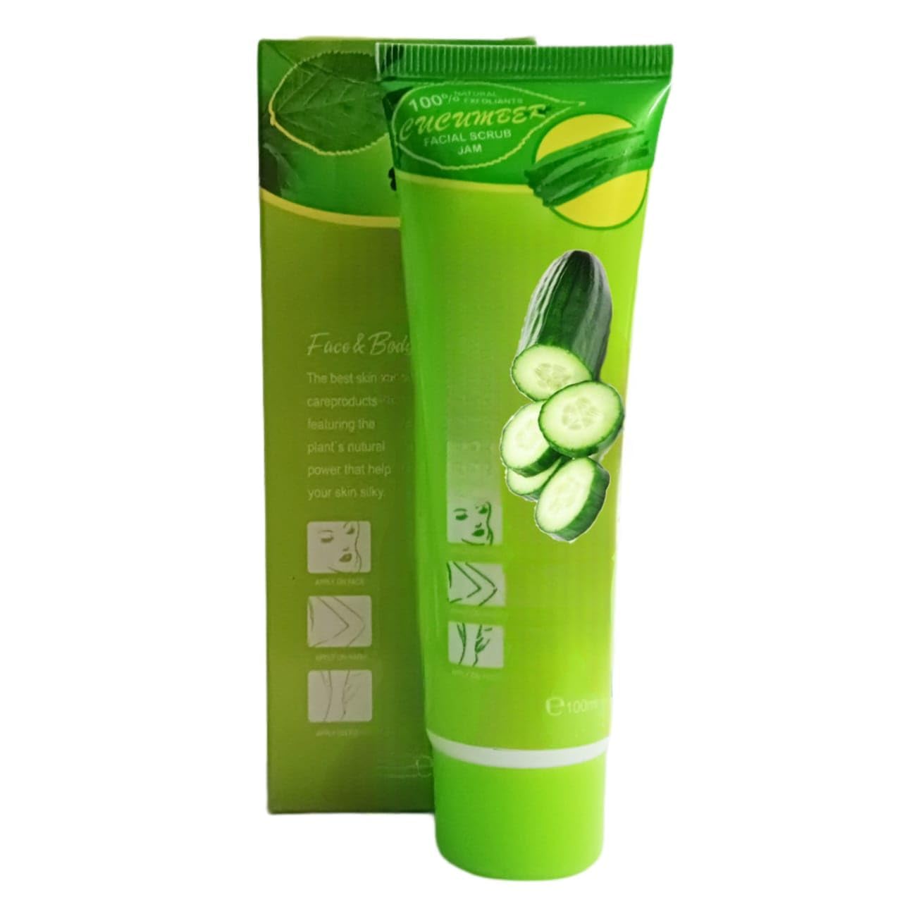 Natural Cucumber & Strawberry Face & Body Scrub Gel - 100ml (Pack of 2) | Gentle Exfoliating Cleanser for Smooth Skin | Perfect for Daily Skincare Routine & Spa Day at Home