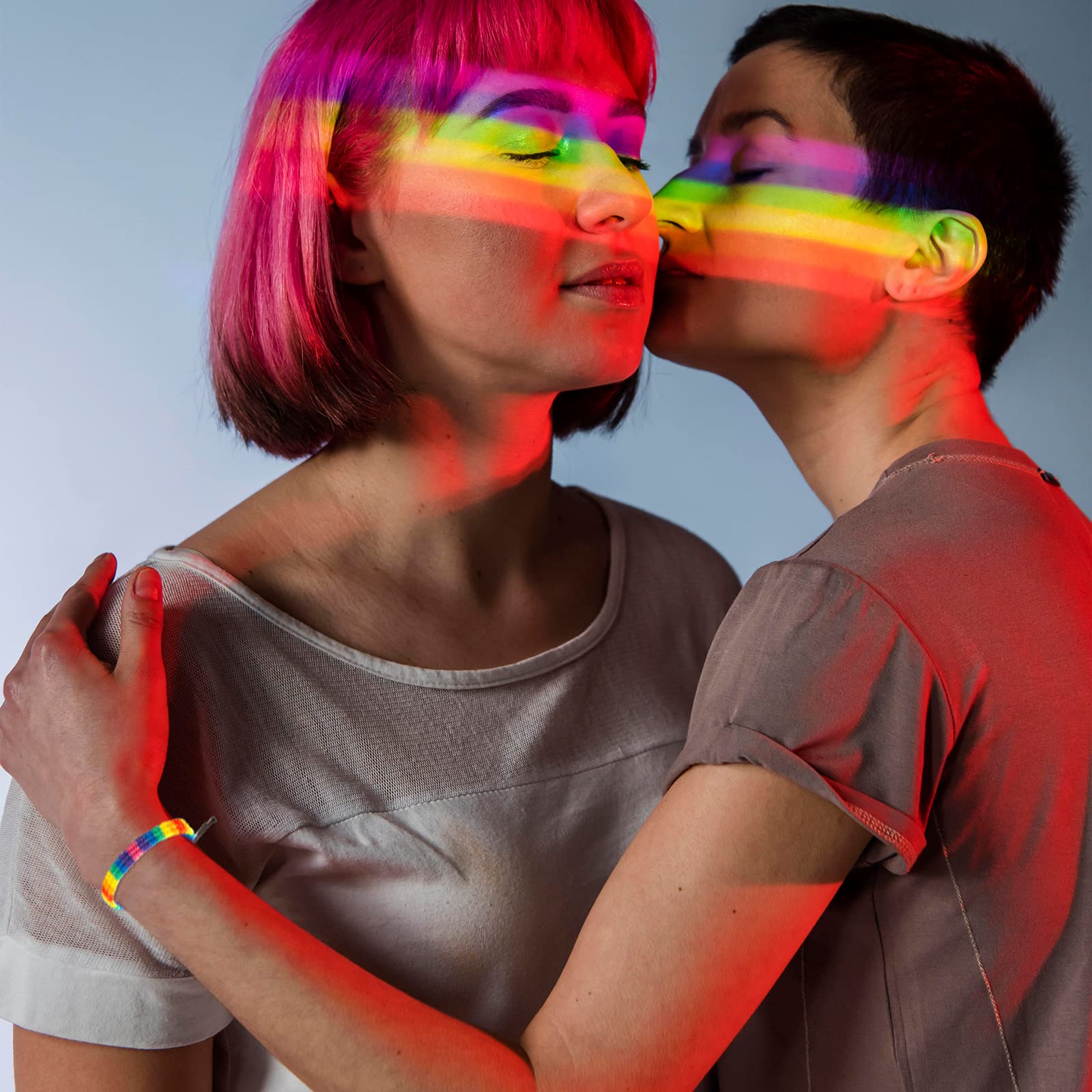HUASAI Rainbow Pride Bracelets for Women - Adjustable LGBTQ Wristbands, Handmade Gay Pride Day Accessories - Perfect for Pride Parades, LGBTQ Events, and Gifts for Friends & Family