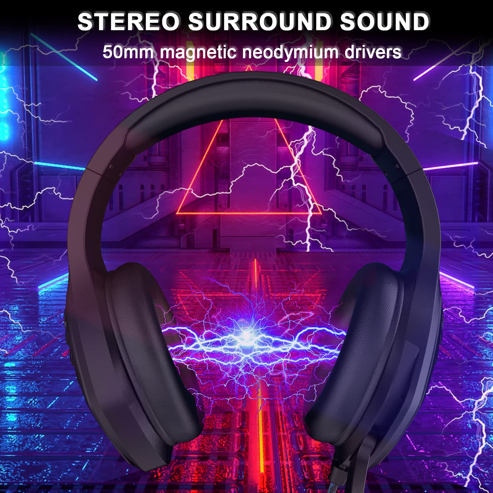 Best Gaming Headset with Noise Canceling Microphone for PC, PS4, PS5, Nintendo Switch, Xbox One & Series X|S - 3.5mm Wired Headphones with Clear Audio - Black & Blue Design - Perfect for Competitive Gaming & Online Chat
