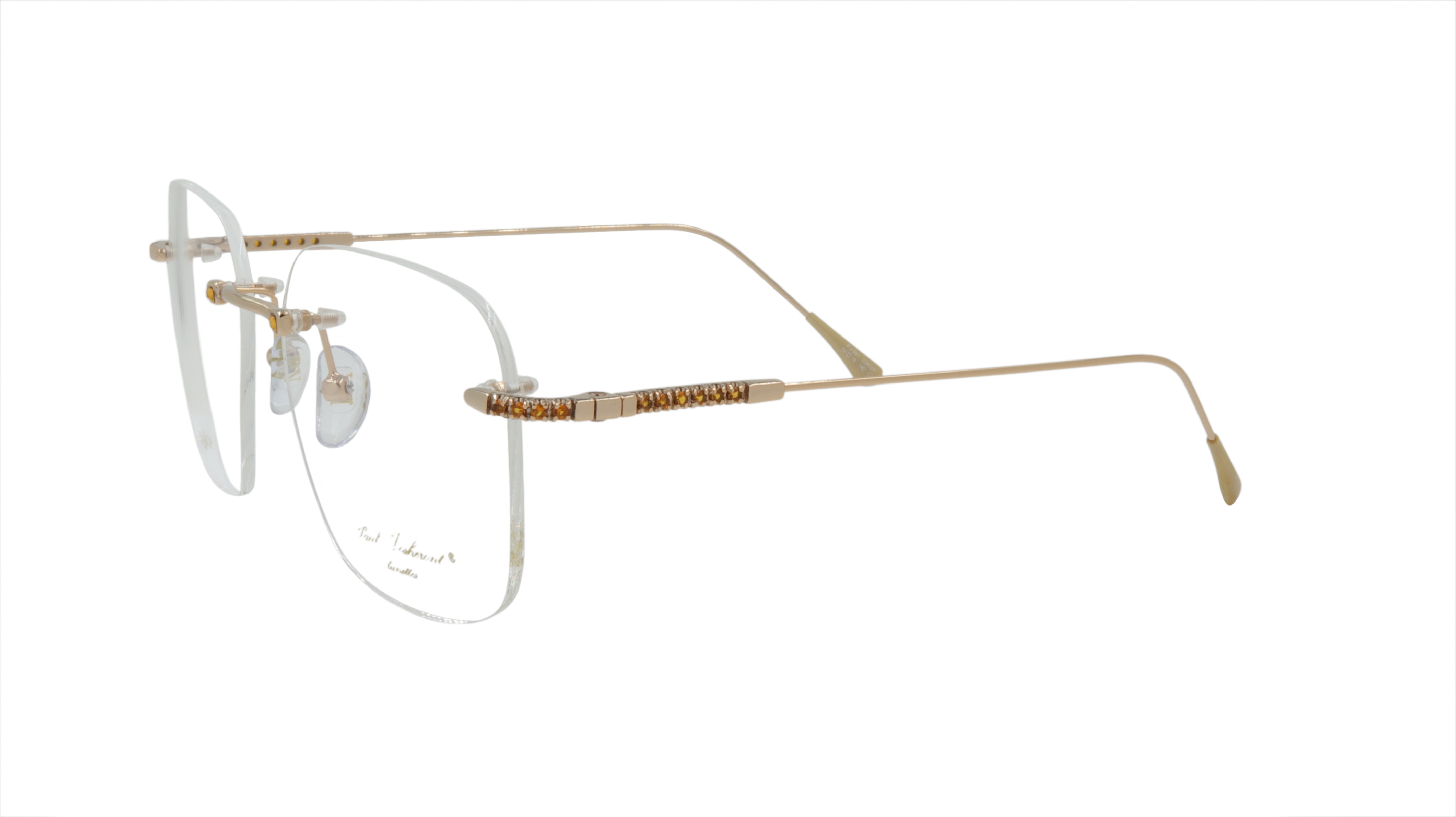 Paul Vosheront Soft Rectangle Gold Plated Designer Eyewear with Smoky Gems - Luxury Fashion Sunglasses for Women & Men, Perfect for Outdoor Activities, Parties & Special Occasions