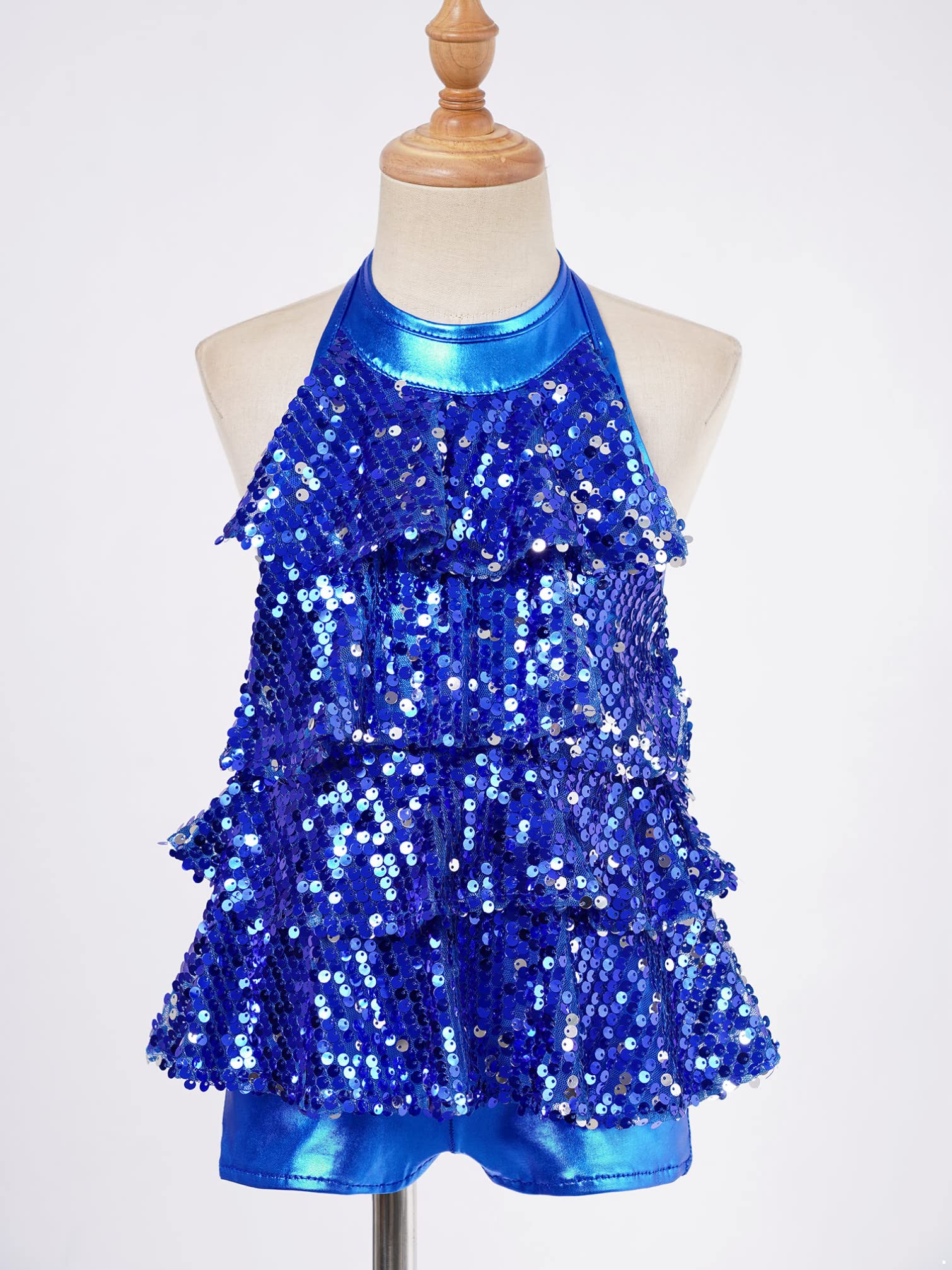 Sparkly Sequins Dance Dress for Girls - Kids Latin Ballet Salsa Samba Costume with Tassels | Perfect for Dance Competitions, Recitals & Performances