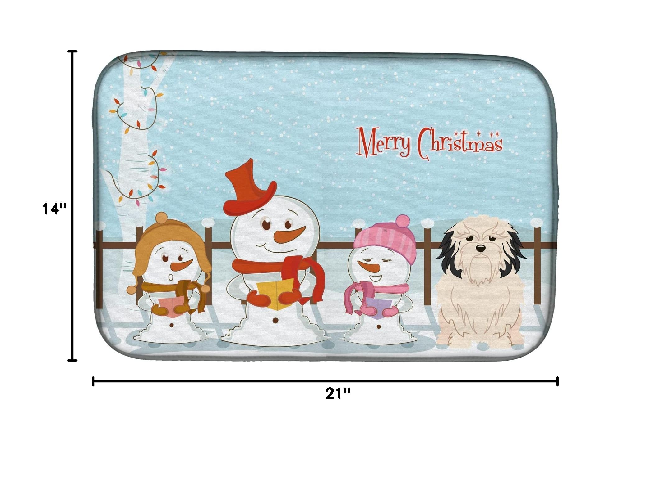 Merry Christmas Carolers Dish Drying Mat - Absorbent Kitchen Counter Mat (14x21