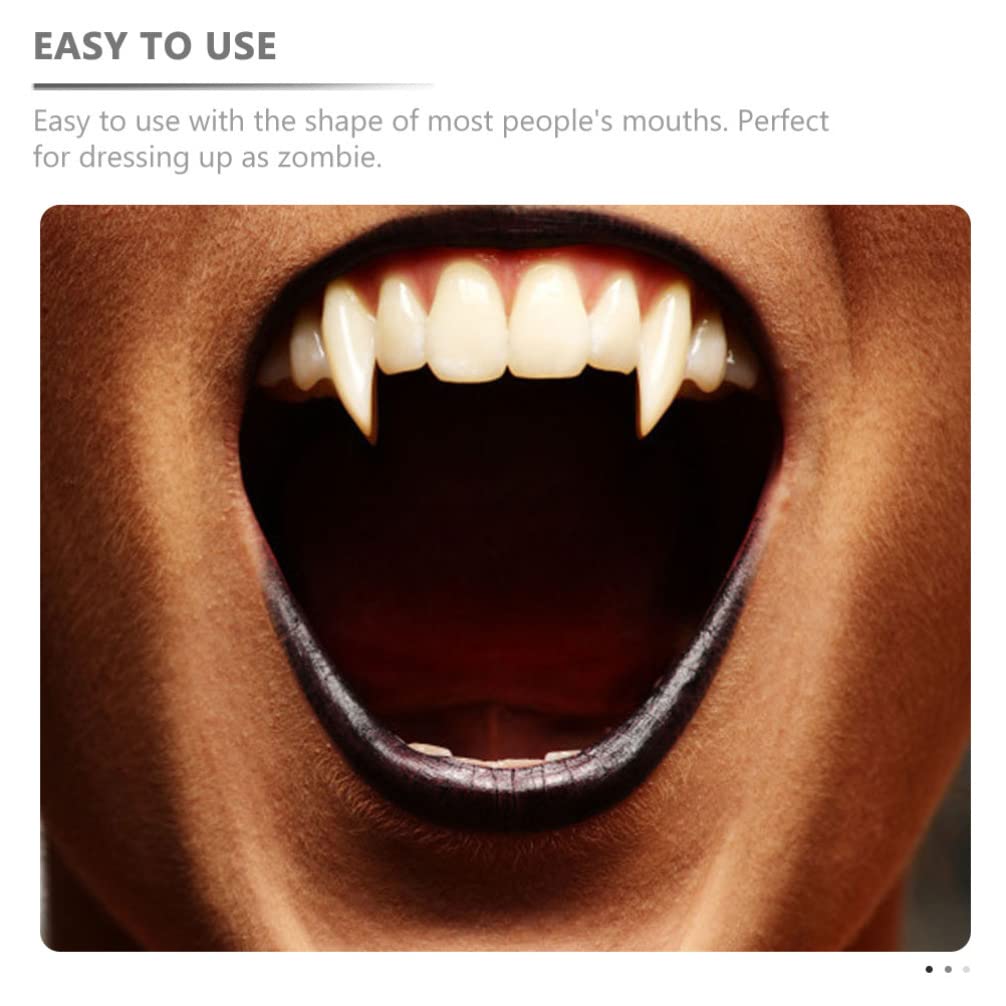 2pcs Realistic Vampire Teeth - Reusable Fake Halloween Fangs for Adults, Plastic Vampire Costume Props, White Halloween Bag Stuffer for Parties & Cosplay