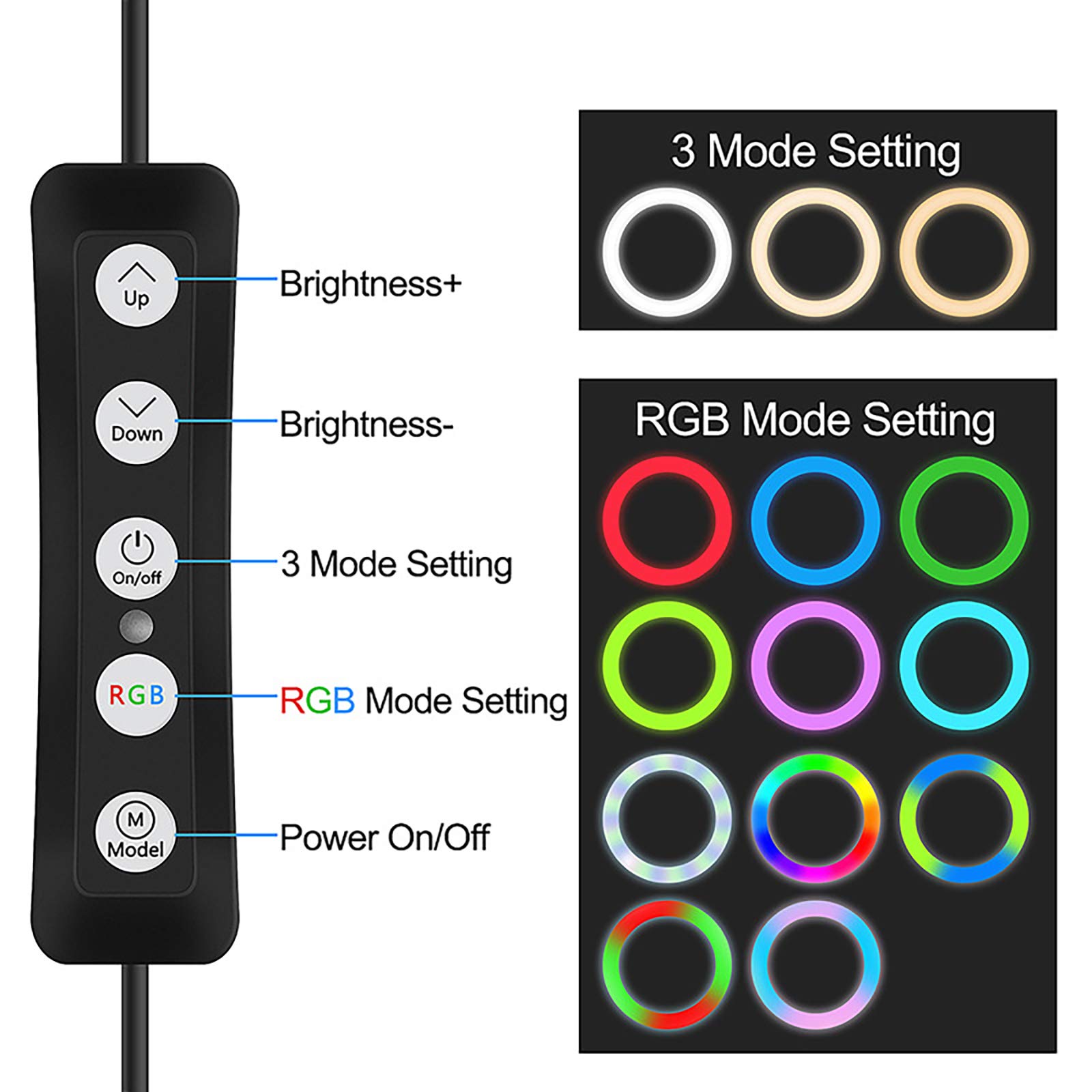 ZXCVASDF 10-inch RGB Ring Light with 15 Color Options & Adjustable Tripod Stand - Dimmable LED Circle Light for Makeup, Photography, YouTube Videos (Includes Phone Holder) - Perfect for Beauty Tutorials, Live Streaming & Product Photography