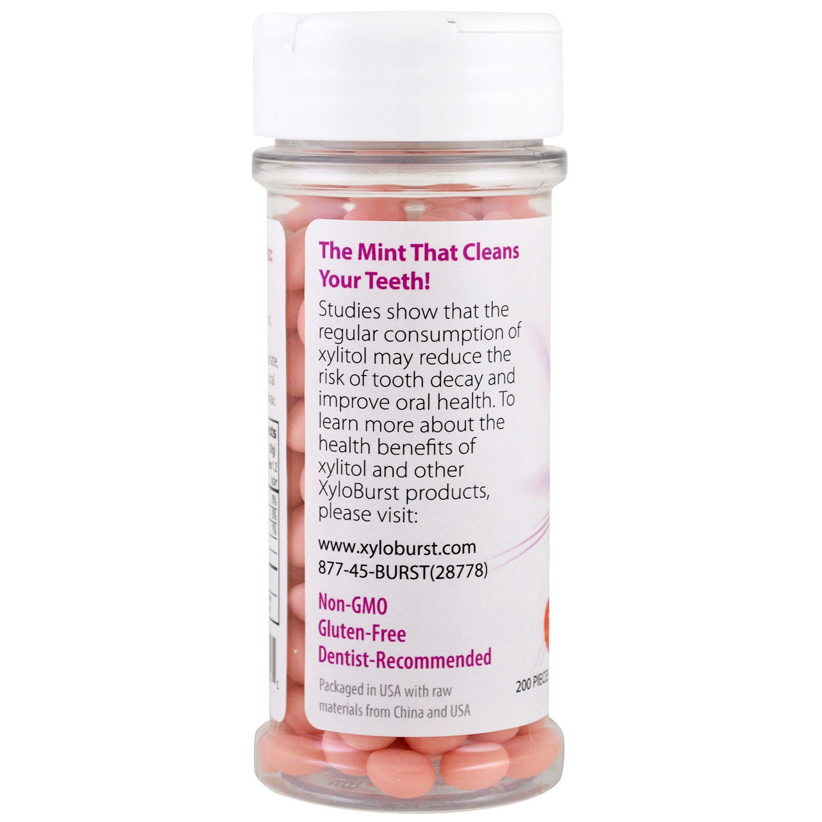 XyloBurst Sugar Free Mints with Xylitol - Aspartame Free, Gluten Free, Vegan & Keto Friendly Breath Freshener - 200 Count Jar (Berry Flavor) - Perfect for Fresh Breath On-The-Go, Office, Travel & After Meals