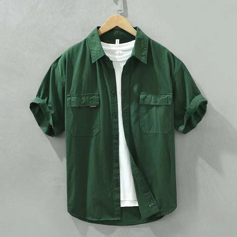 Japanese Loose Fit Short Sleeve Summer Shirt for Men - Breathable Casual Button Down Shirt for Beach, Vacation & Outdoor Activities