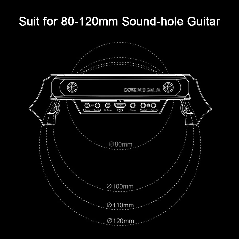 Baile Wireless & Wired Acoustic Guitar Pickup System - 80mm-120mm Sound Hole Magnetic Pickup with Microphone for Guitar Amp - Perfect for Live Performances, Studio Recording & Busking