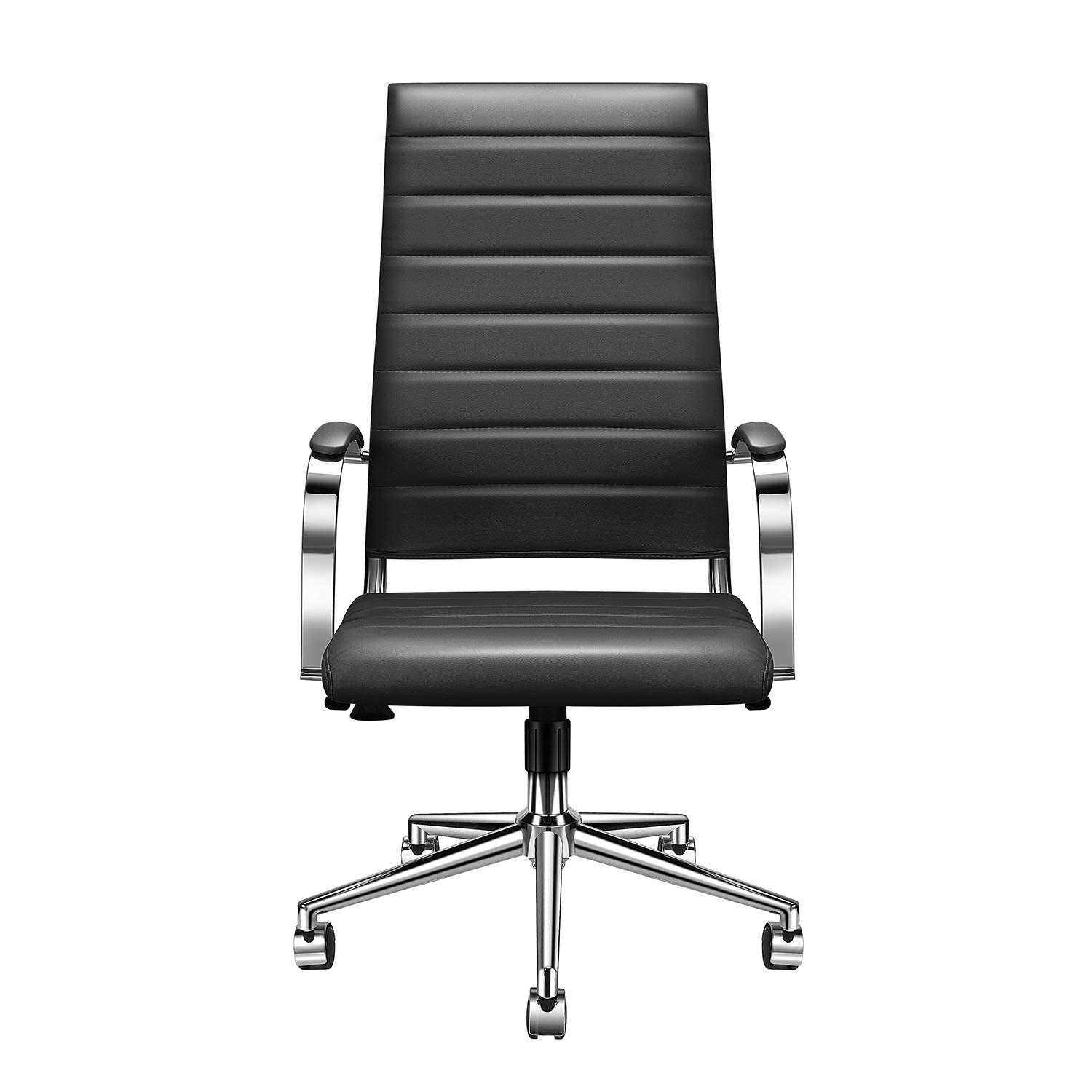 Ergonomic Office Chair with Adjustable Height & Swivel - High Back Vegan Leather Desk Chair with Lumbar Support & Armrests - Perfect for Home Office, Gaming & Workspace (Black)