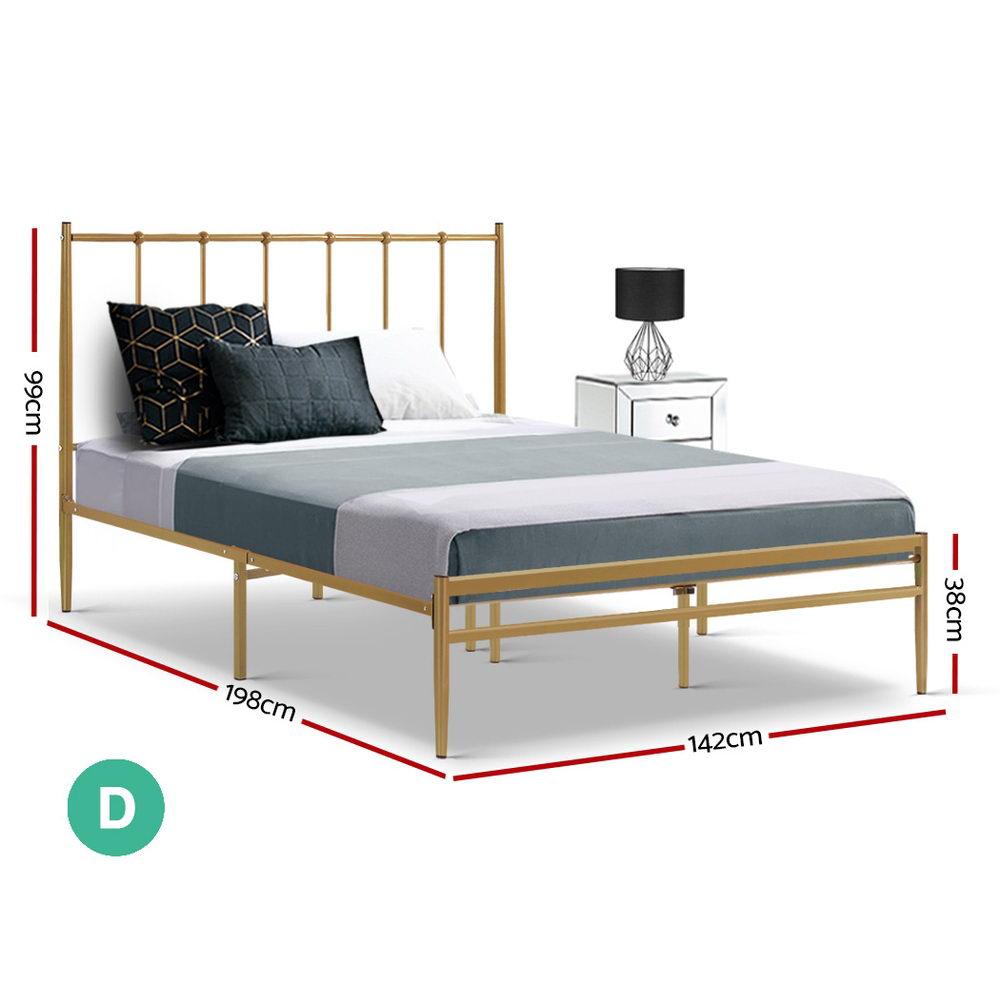 Amor Bed Gold & Normay Series Pillow Top Mattress - Medium Firm Support for Back Pain Relief - Double Package Set - Perfect for Master Bedroom, Guest Room & Apartment Sleeping
