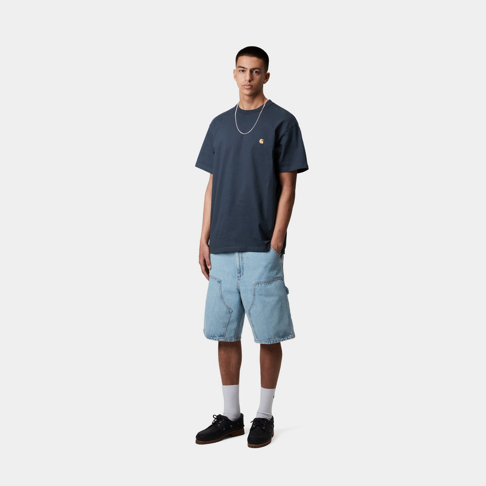 Chase T-Shirt for Men & Women | Soft Cotton Dusky Blue Tee - Casual Wear, Street Style, Everyday Comfort