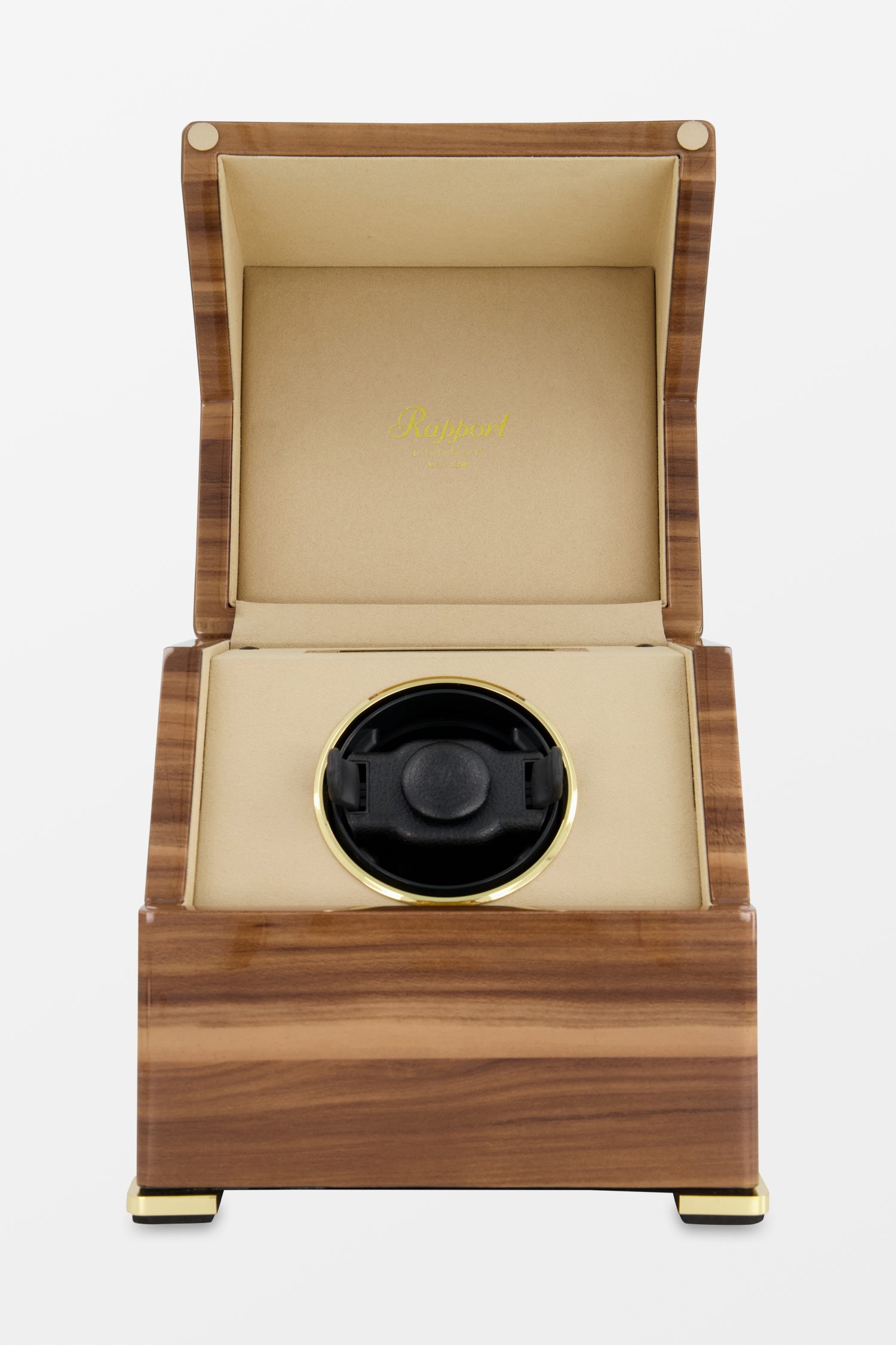 Premium Walnut Watch Winder for Automatic Watches - Rapport Perpetua III Single Watch Storage & Display Case - Perfect for Home, Office & Travel Use