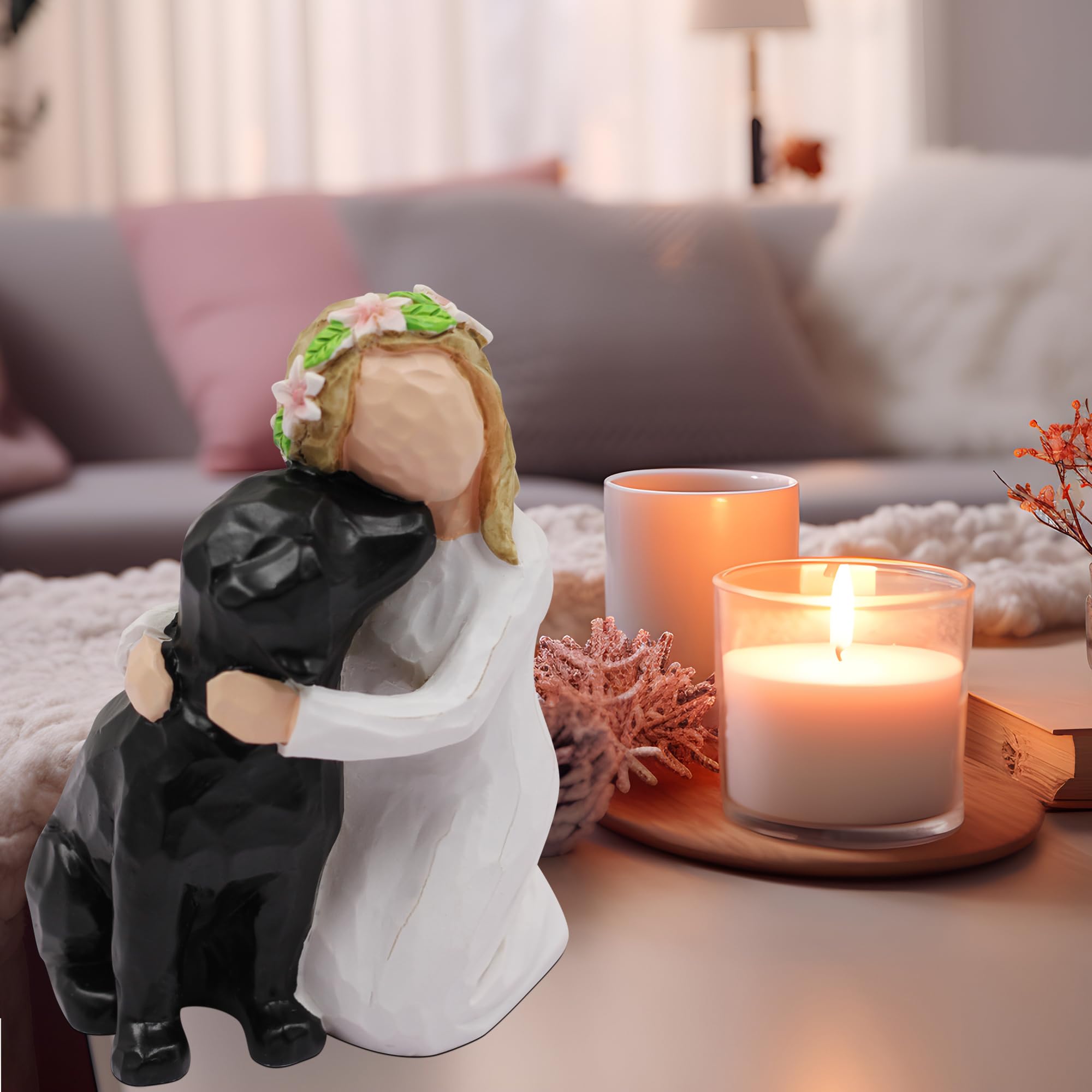BORLESTA Dog Memorial Gifts - Sympathy Bereavement Gift for Loss of Pet, Angel Figurine for Dog Lovers - Comforting Keepsake for Home, Office or Memorial Display (Black)