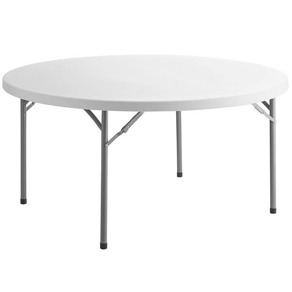 PRO&Family 60 Inch Round Folding Table - Sturdy Plastic Portable Party Table for Indoor/Outdoor Events, Kitchen, Dining, Camping & Picnics