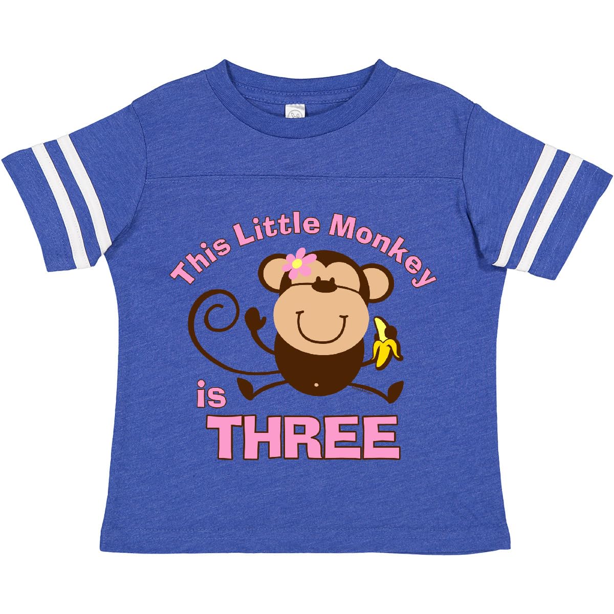 Inktastic Little Monkey Girl 3rd Birthday Toddler T-Shirt - Cute Animal Print Cotton Tee for Toddler Girls Birthday Party & Casual Wear