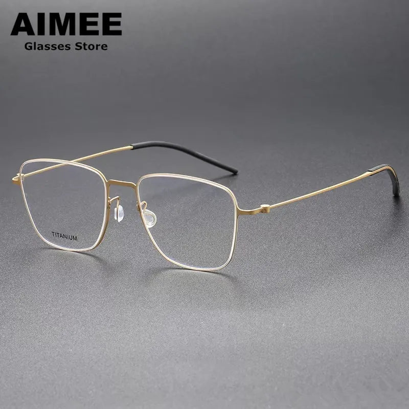 Aimee Unisex Full Rim Square Screwless Titanium Eyeglasses 45506 - Lightweight Durable Frame for Work, Reading & Everyday Use