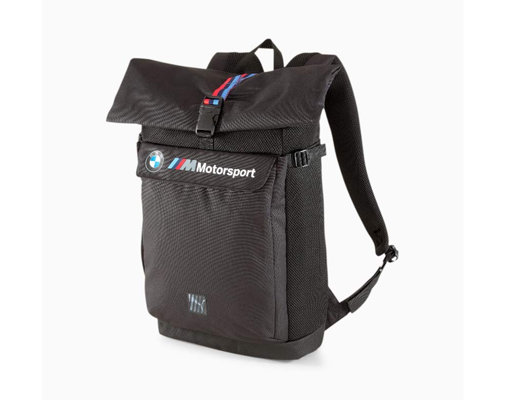 PUMA BMW M Motorsport Black Backpack for Men & Women - Durable Laptop Backpack for Work, School, Travel & Gym - Stylish Sports Bag with Spacious Compartments