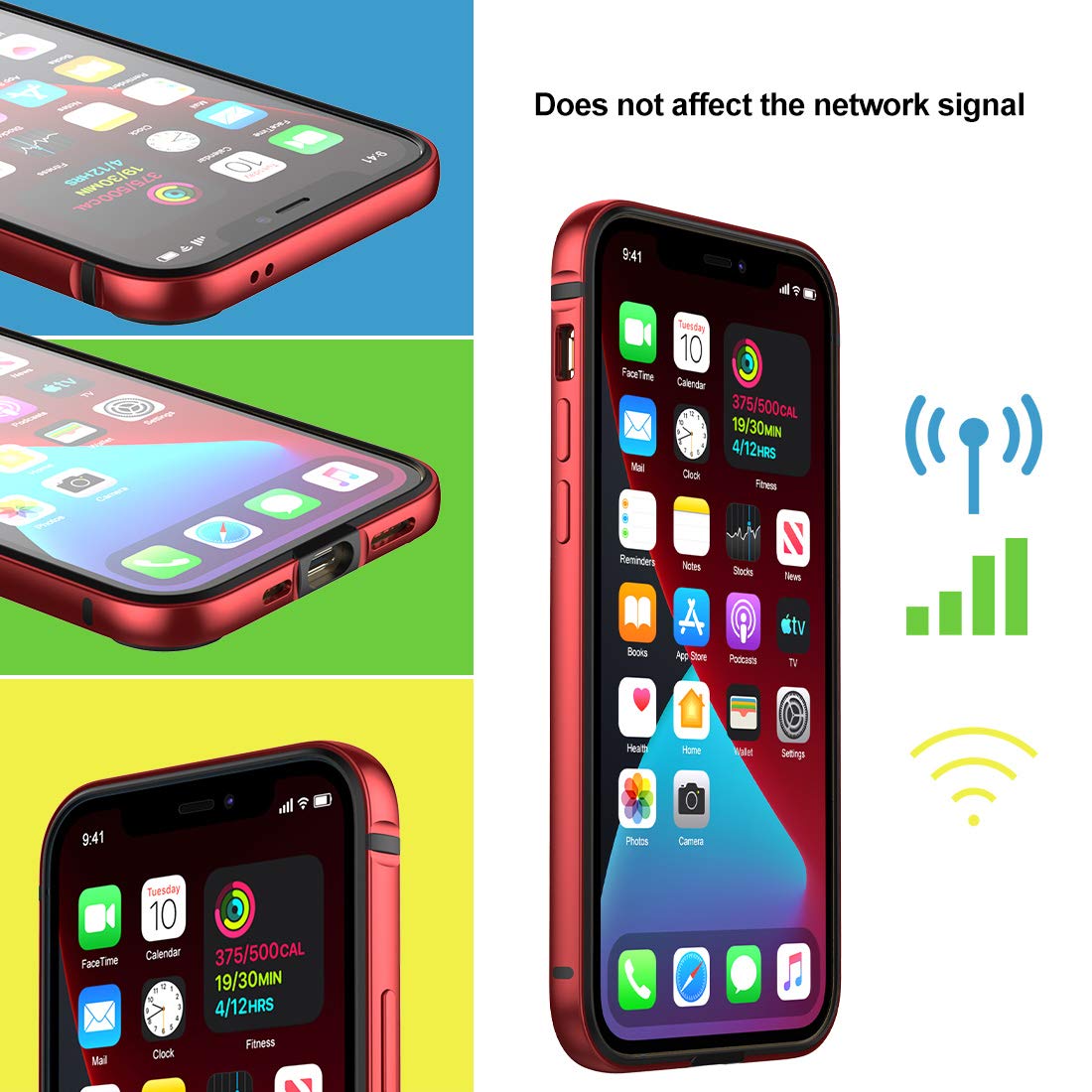 Eastcoo Ultra Slim Thin Phone Case for iPhone 12 & 12 Pro - Metal Bumper with Soft TPU Inner Shell | No Signal Interference | Supports Wireless Charging | Shockproof Protection | Perfect for Work, Travel & Everyday Use (Red)
