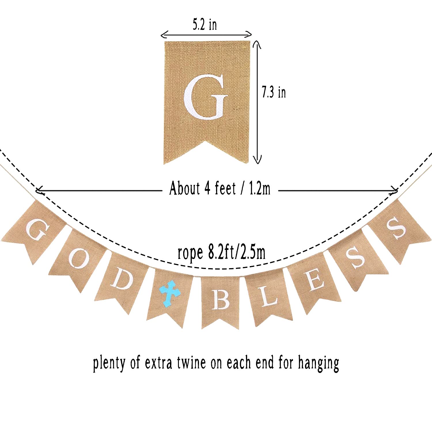 CHRORINE God Bless Banner - Blue Baptism & First Communion Decorations for Boys, Confirmation Party Supplies | Perfect for Church Events, Baptism Celebrations & Religious Gatherings