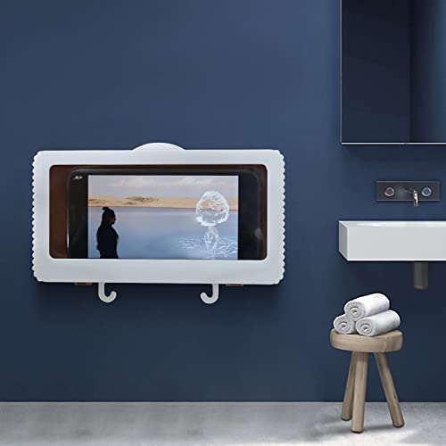 Waterproof Wall Mount Shower Phone Holder - Anti-Fog Bathroom Shelf for iPhone & Android - No-Trace Hanging Storage Box for Shower, Gym, Pool & Outdoor Activities