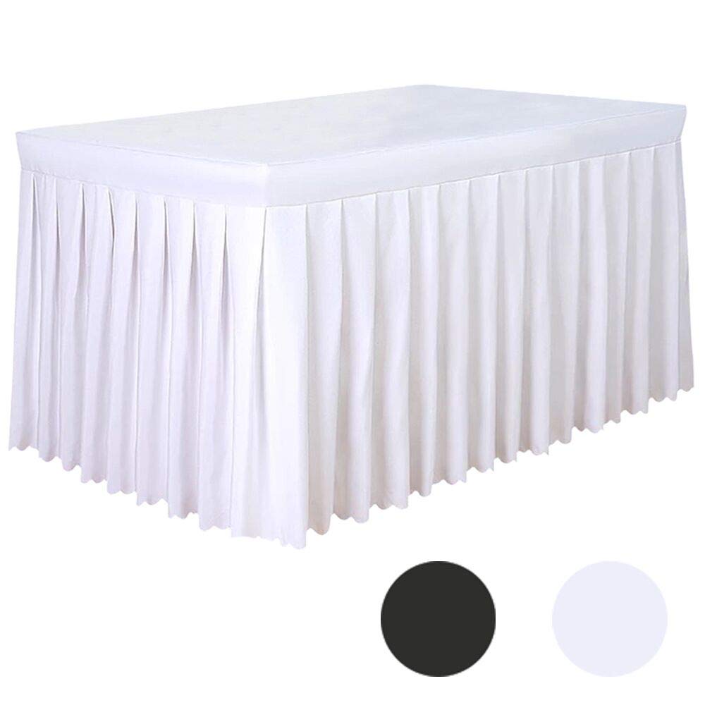8ft White Polyester Tablecloth for Wedding Banquet & Trade Show
