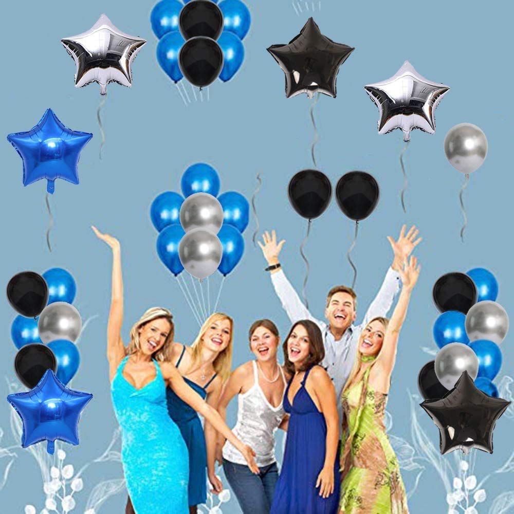 100 Pcs 12 Inch Latex Balloons - Purple, Blue & Black Party Balloons for Video Game Birthday Decorations, Baby Showers & Graduation Celebrations