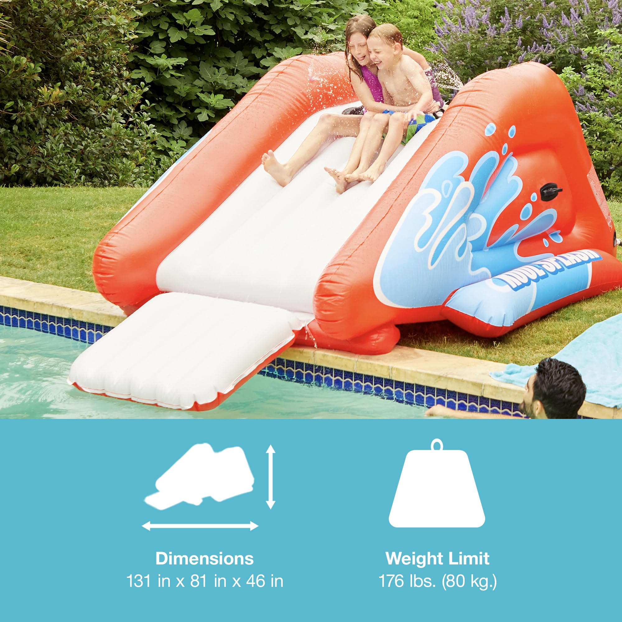 Intex Kool Splash Inflatable Water Slide Play Center for Kids - Outdoor Swimming Pool & Backyard Fun with Built-in Sprayer, Handles, and Stairs (Red) - Perfect for Summer Parties, Family Gatherings, and Backyard Water Activities