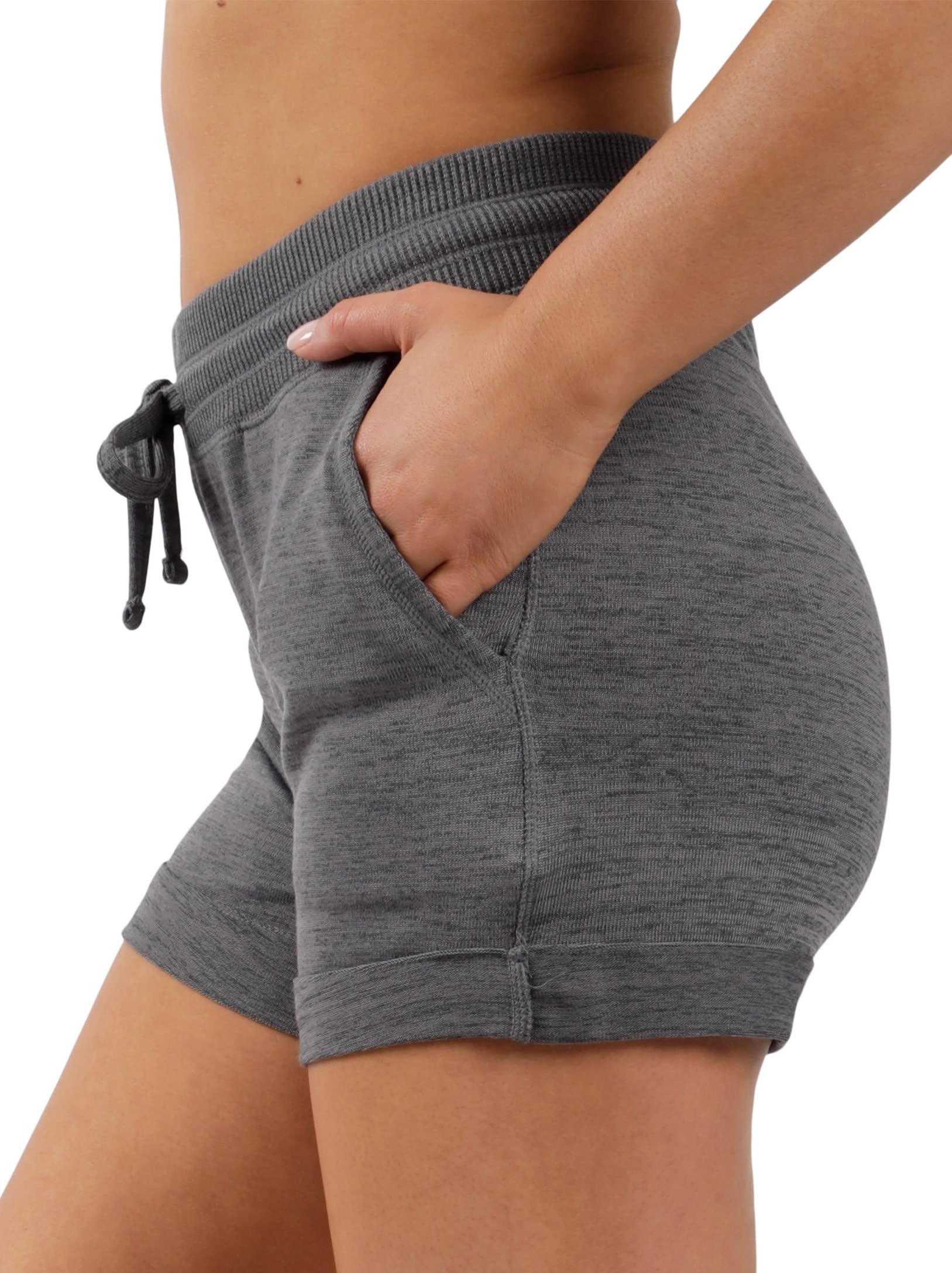 90 Degree By Reflex Women's Soft Comfy Activewear Lounge Shorts with Pockets & Drawstring - Perfect for Yoga, Running, Gym Workouts & Relaxing at Home