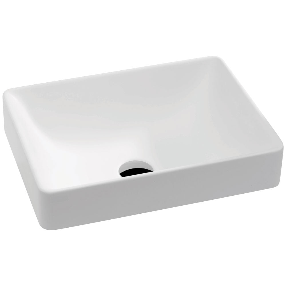 Fienza CSB05 Kados Semi Inset Cast Stone Bathroom Sink, White - Perfect for Modern Farmhouse, Rustic, or Contemporary Bathroom Vanities