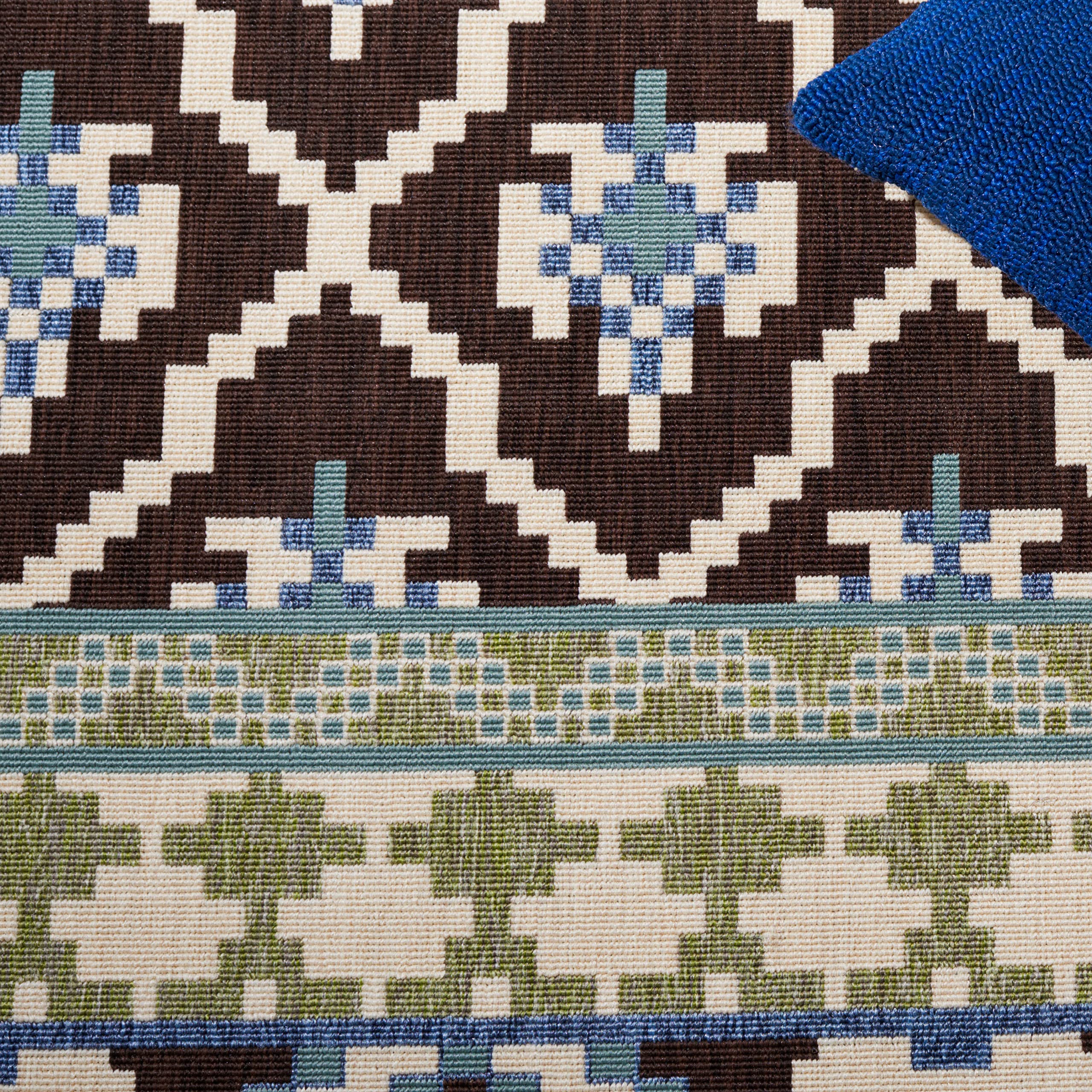 SAFAVIEH Veranda Collection 3'x3' Square Area Rug - Boho Floral Design in Chocolate & Blue, Non-Shedding & Easy Care, Indoor/Outdoor Washable Rug - Perfect for Patio, Backyard, Mudroom, Living Room & Bedroom (VER097-0624)
